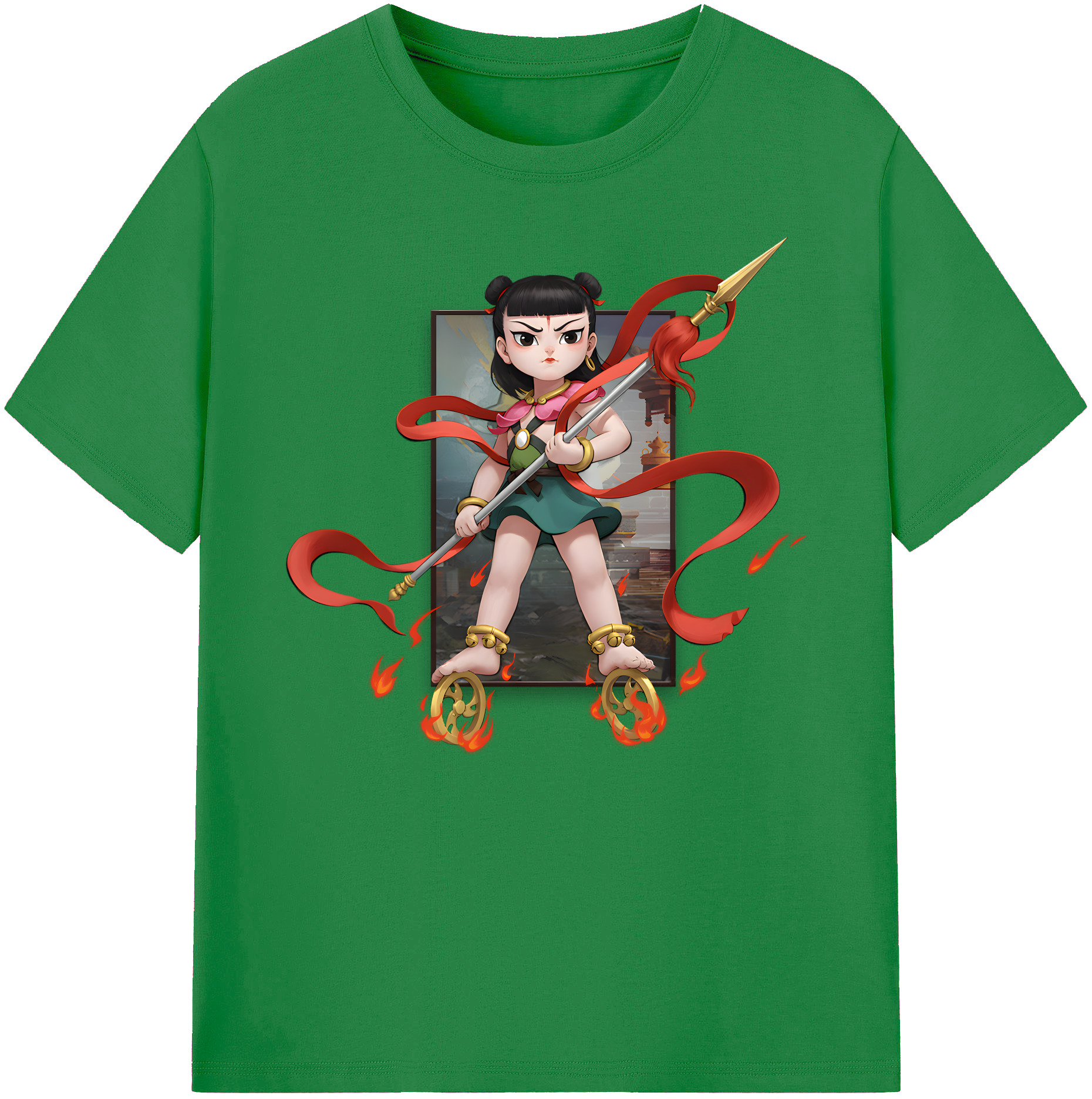 （画像用） Ne Zha 2 ナタ 魔童の大暴れ 綿100％ メンズ半袖Tシャツ｜肌触りやわらか＆通気性