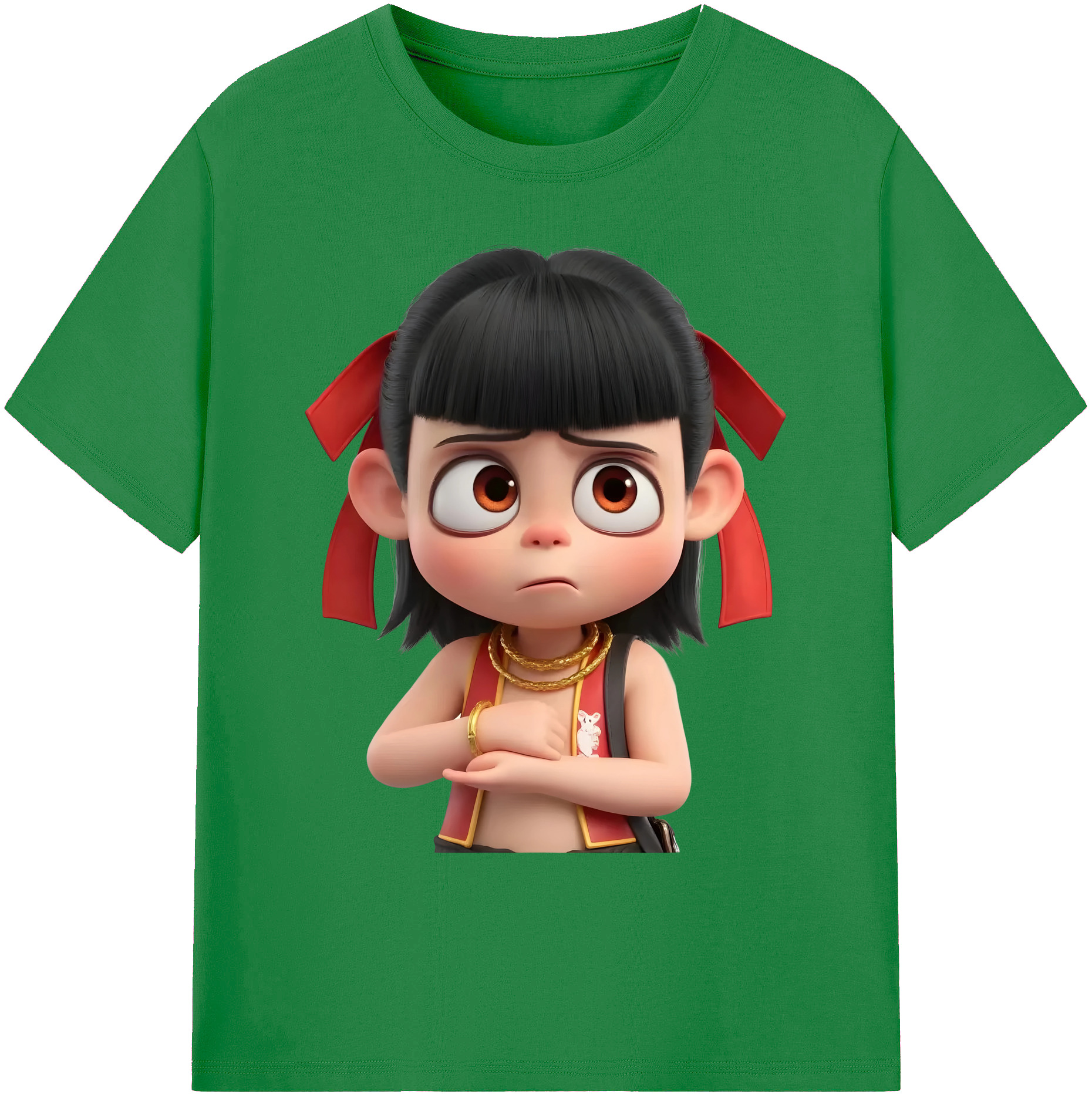 （画像用） Ne Zha 2 ナタ 魔童の大暴れ 綿100％ メンズ半袖Tシャツ｜肌触りやわらか＆通気性
