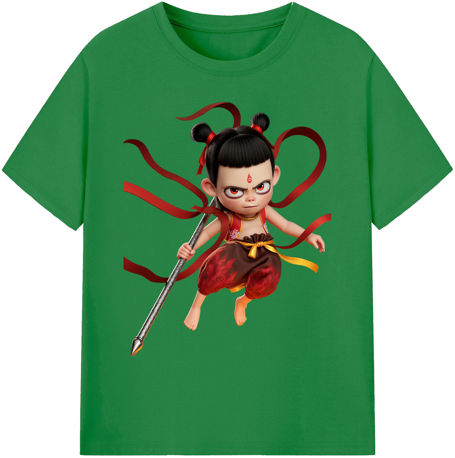 （画像用） Ne Zha 2 ナタ 魔童の大暴れ 綿100％ メンズ半袖Tシャツ｜肌触りやわらか＆通気性