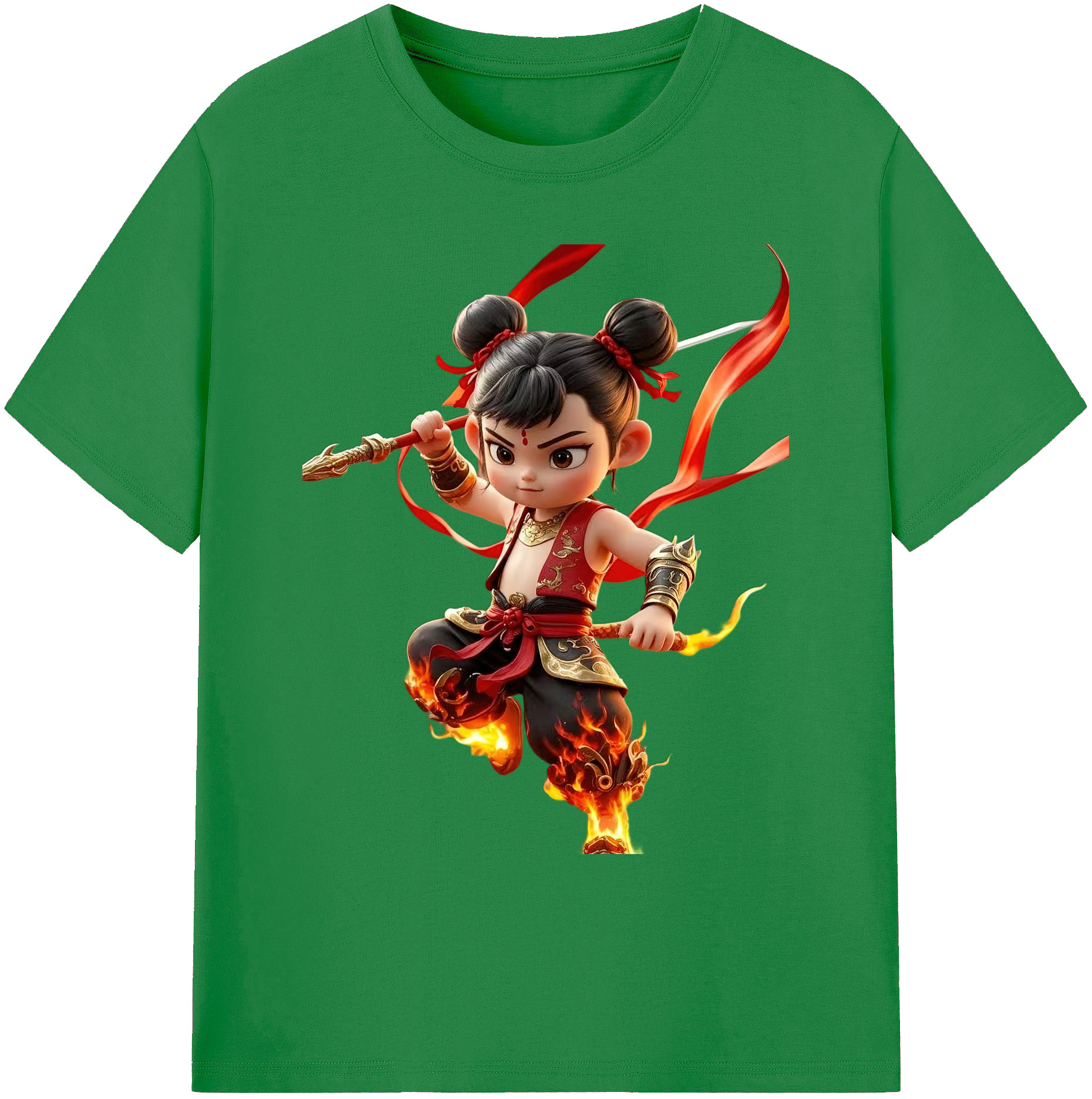 （画像用） Ne Zha 2 ナタ 魔童の大暴れ 綿100％ メンズ半袖Tシャツ｜肌触りやわらか＆通気性