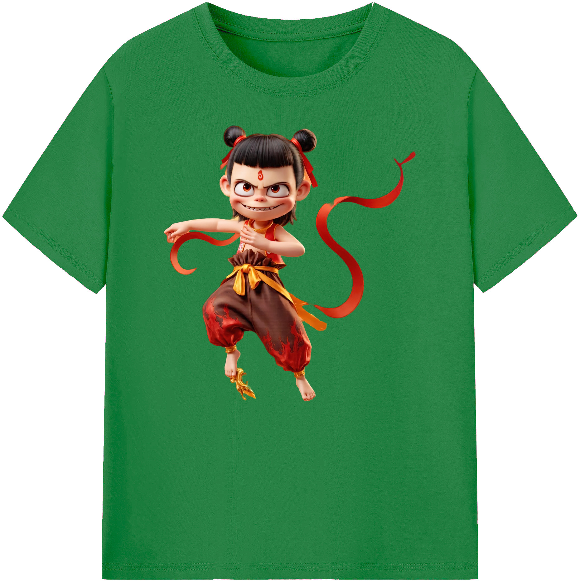 （画像用） Ne Zha 2 ナタ 魔童の大暴れ 綿100％ メンズ半袖Tシャツ｜肌触りやわらか＆通気性