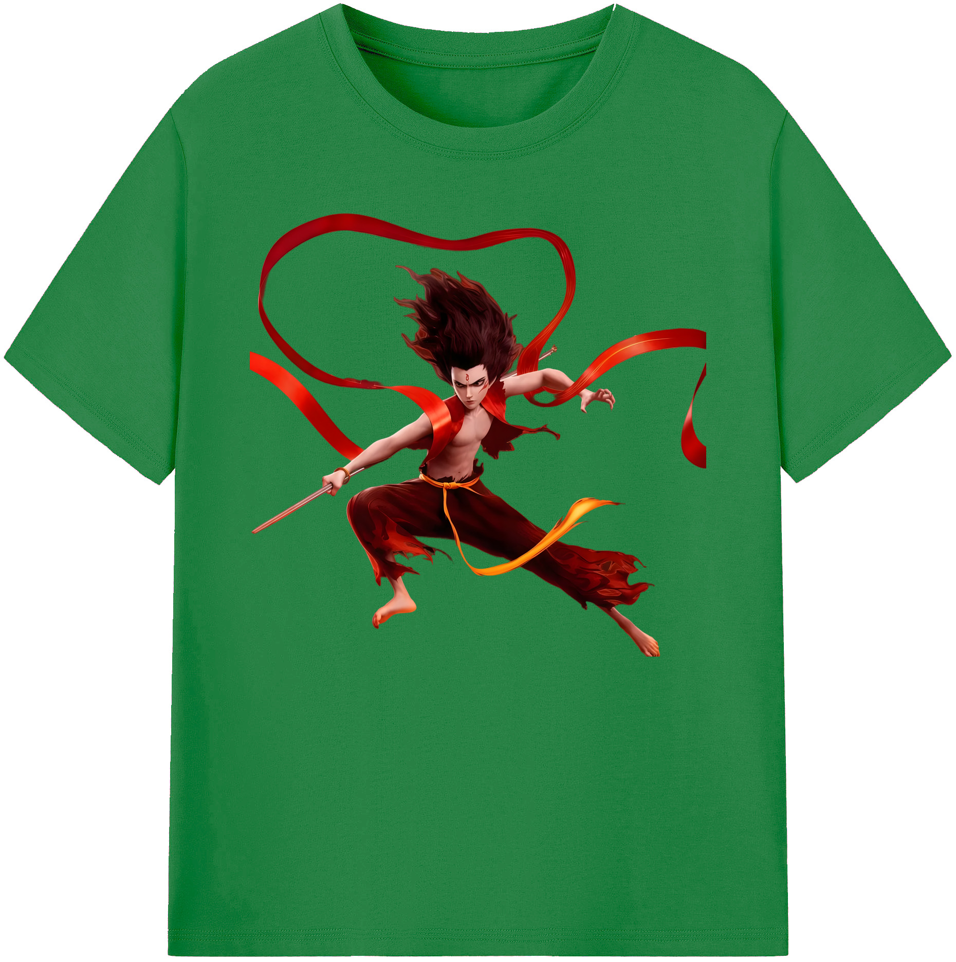 （画像用） Ne Zha 2 ナタ 魔童の大暴れ 綿100％ メンズ半袖Tシャツ｜肌触りやわらか＆通気性