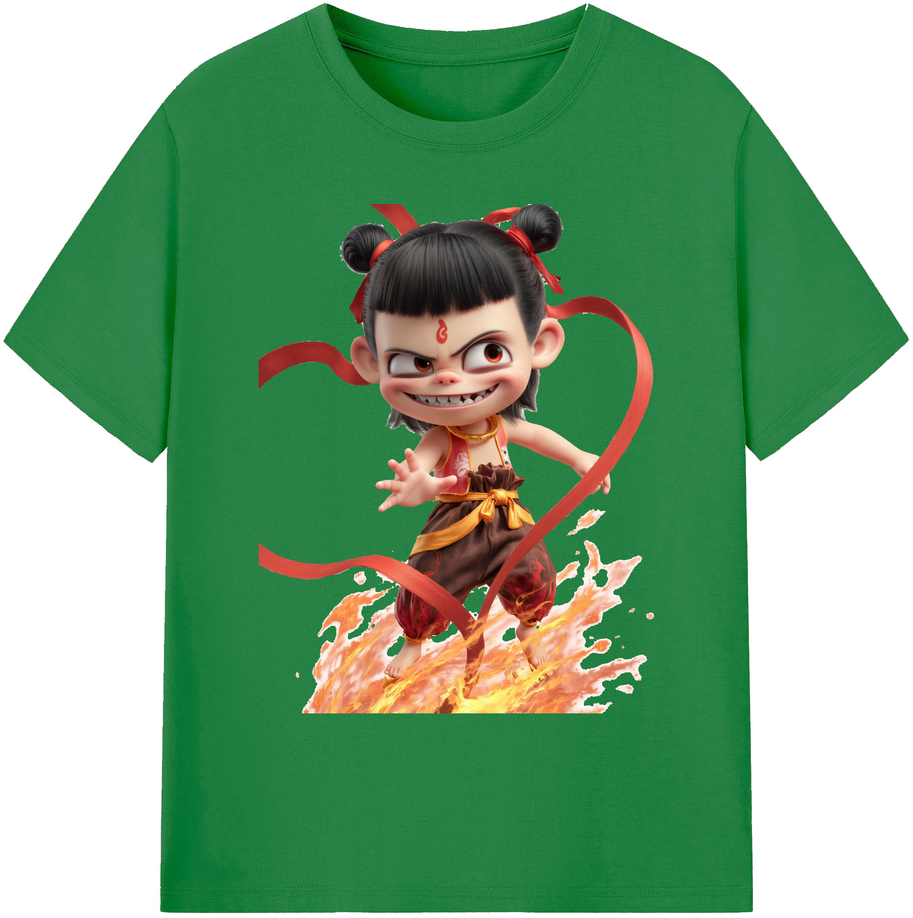 （画像用） Ne Zha 2 ナタ 魔童の大暴れ 綿100％ メンズ半袖Tシャツ｜肌触りやわらか＆通気性