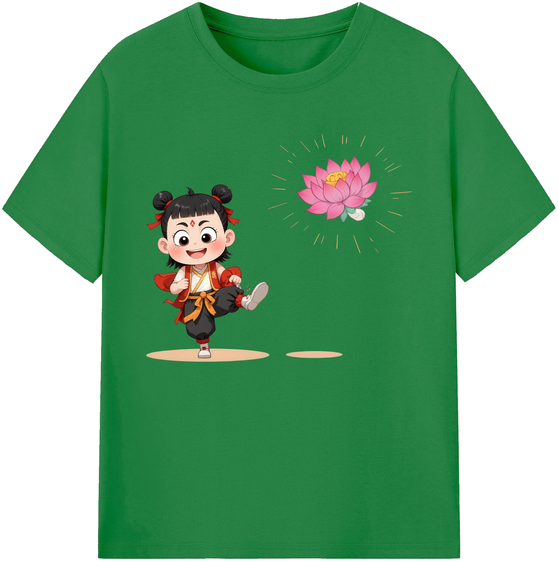 （画像用） Ne Zha 2 ナタ 魔童の大暴れ 綿100％ メンズ半袖Tシャツ｜肌触りやわらか＆通気性