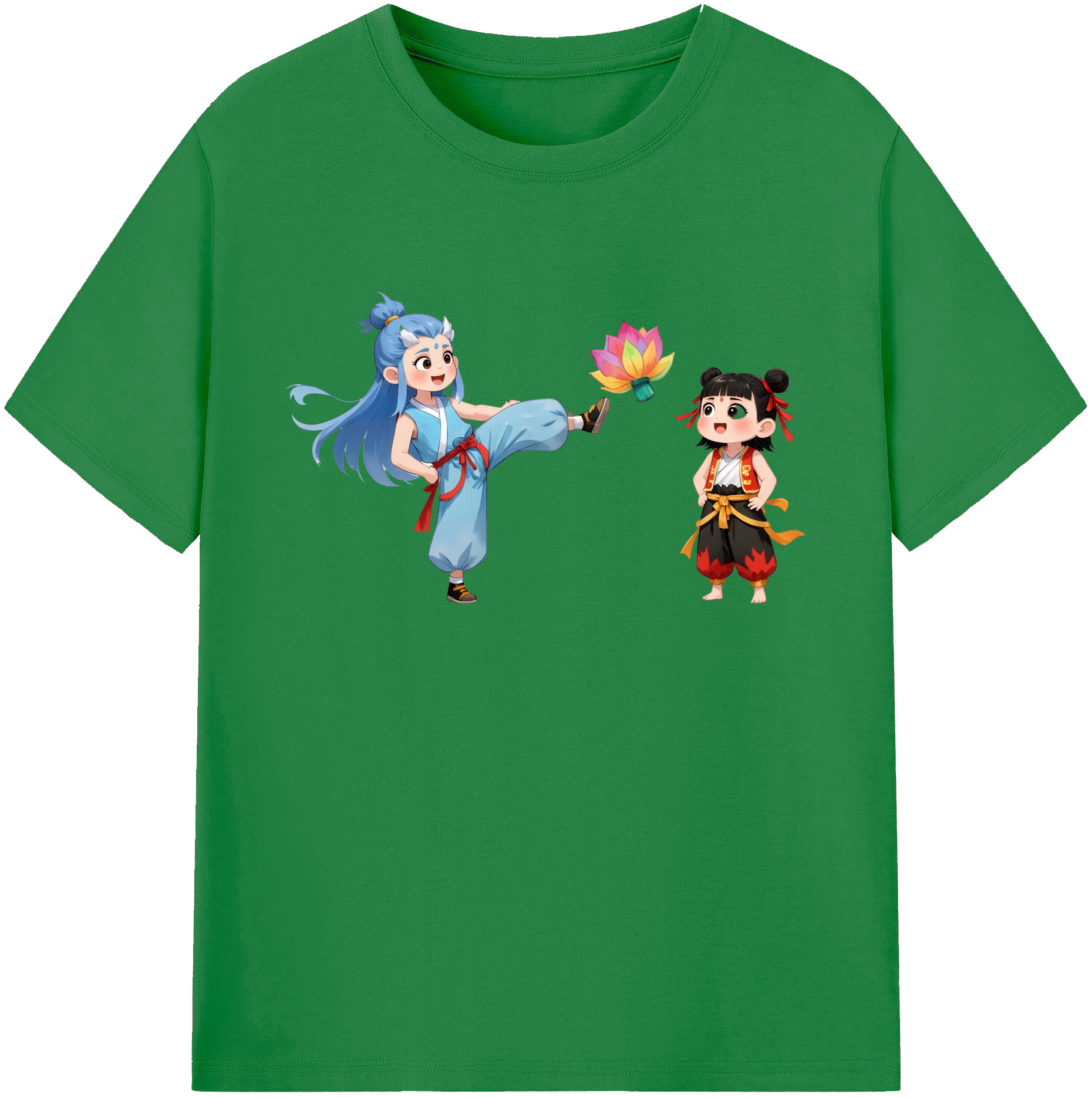 （画像用） Ne Zha 2 ナタ 魔童の大暴れ 綿100％ メンズ半袖Tシャツ｜肌触りやわらか＆通気性