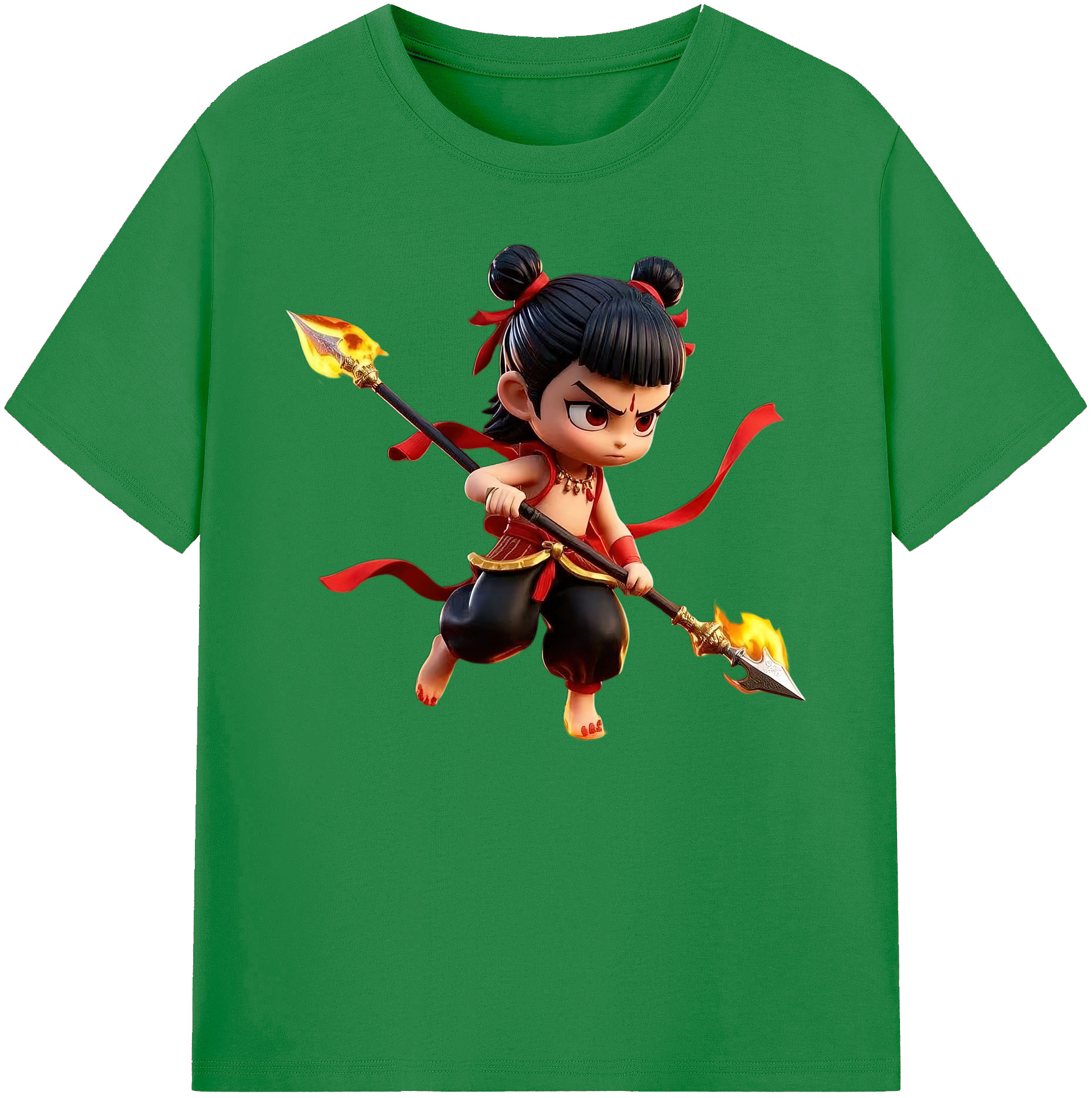 （画像用） Ne Zha 2 ナタ 魔童の大暴れ 綿100％ メンズ半袖Tシャツ｜肌触りやわらか＆通気性