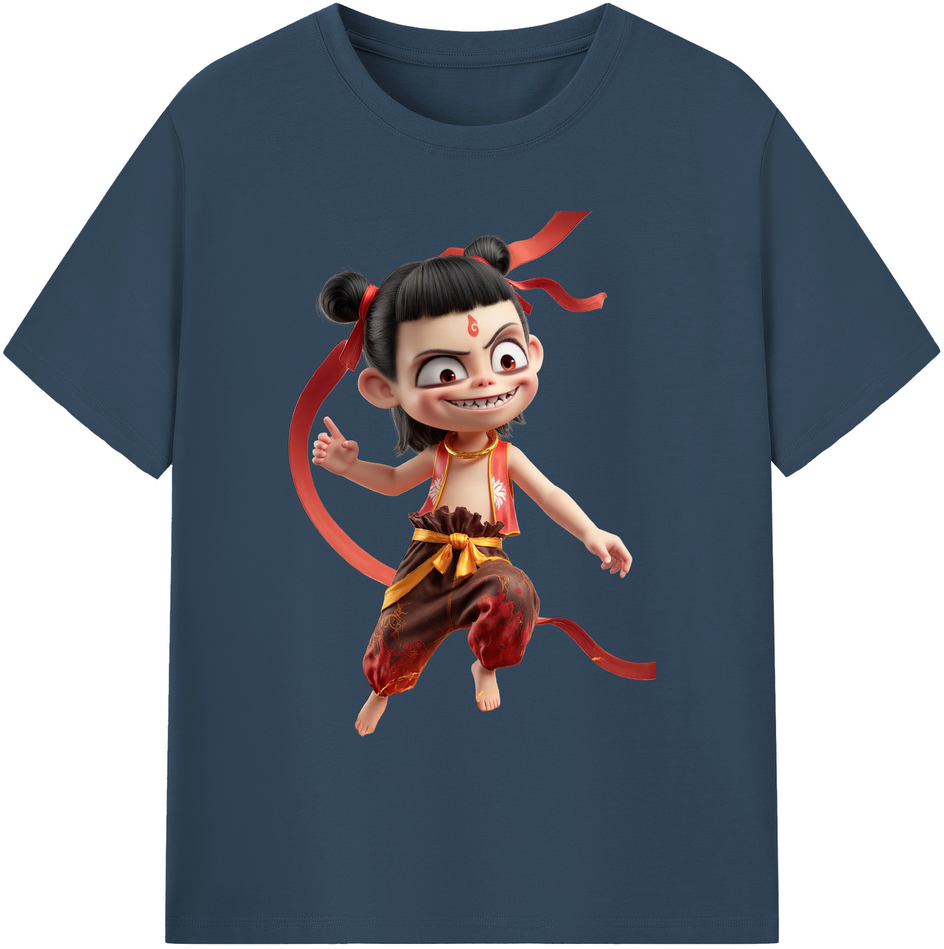 （画像用） Ne Zha 2 ナタ 魔童の大暴れ 綿100％ メンズ半袖Tシャツ｜肌触りやわらか＆通気性