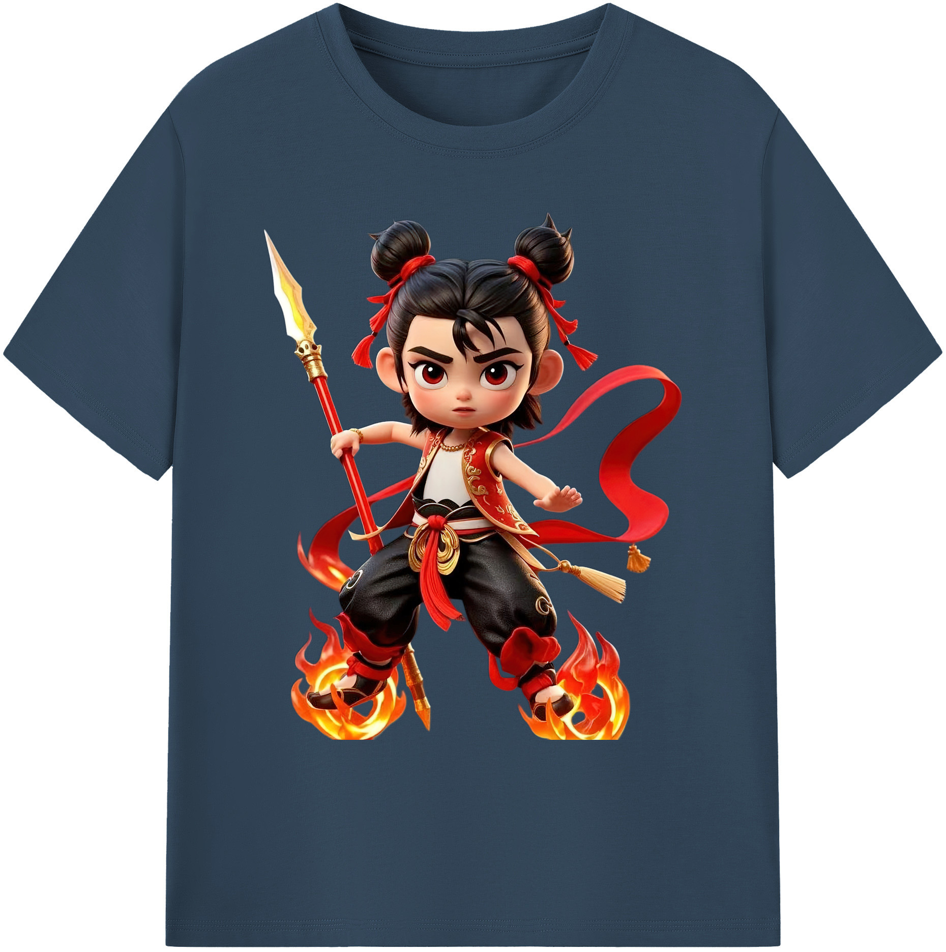 （画像用） Ne Zha 2 ナタ 魔童の大暴れ 綿100％ メンズ半袖Tシャツ｜肌触りやわらか＆通気性