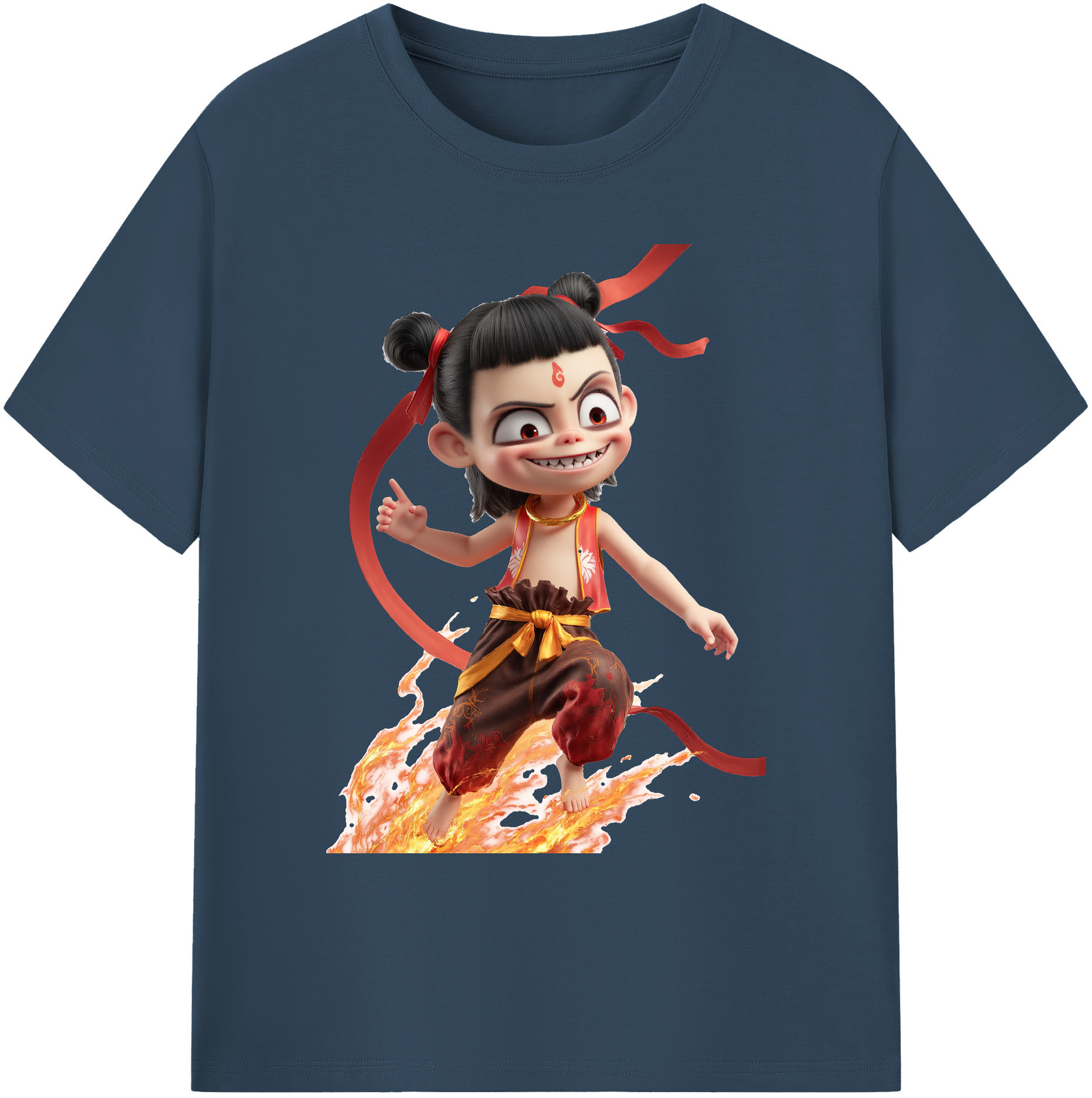 （画像用） Ne Zha 2 ナタ 魔童の大暴れ 綿100％ メンズ半袖Tシャツ｜肌触りやわらか＆通気性