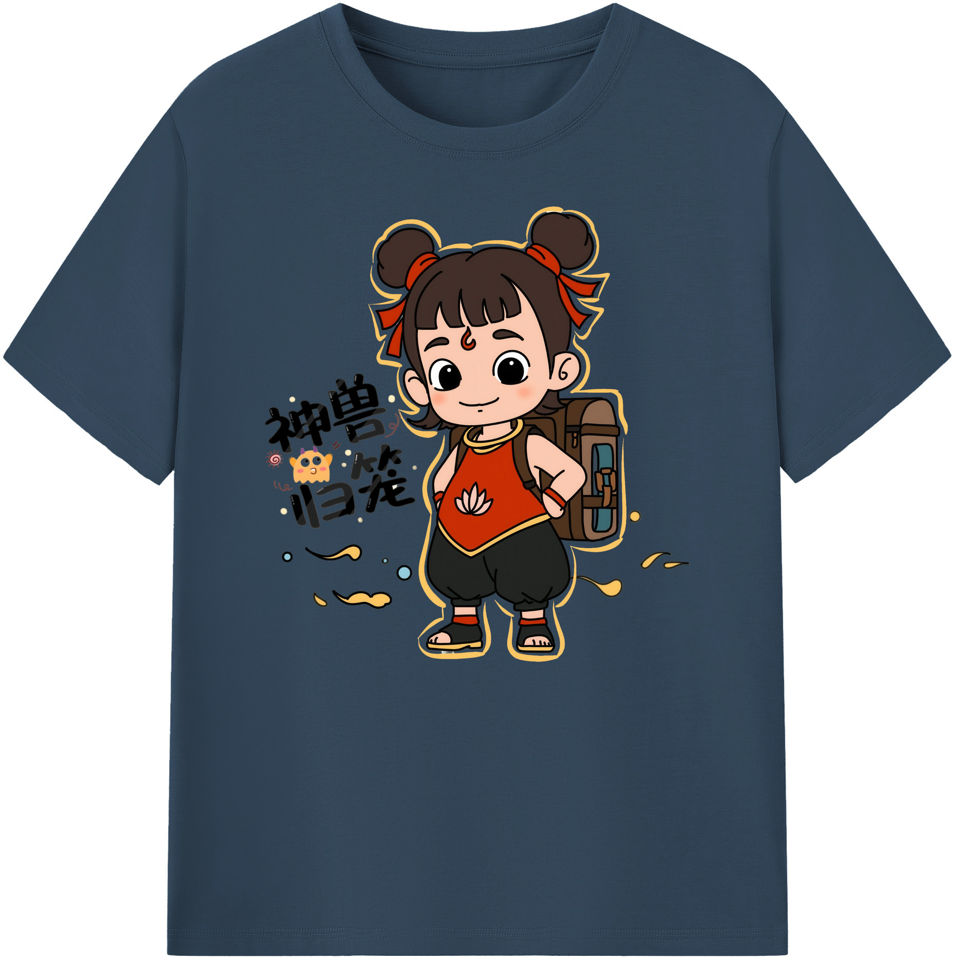 （画像用） Ne Zha 2 ナタ 魔童の大暴れ 綿100％ メンズ半袖Tシャツ｜肌触りやわらか＆通気性