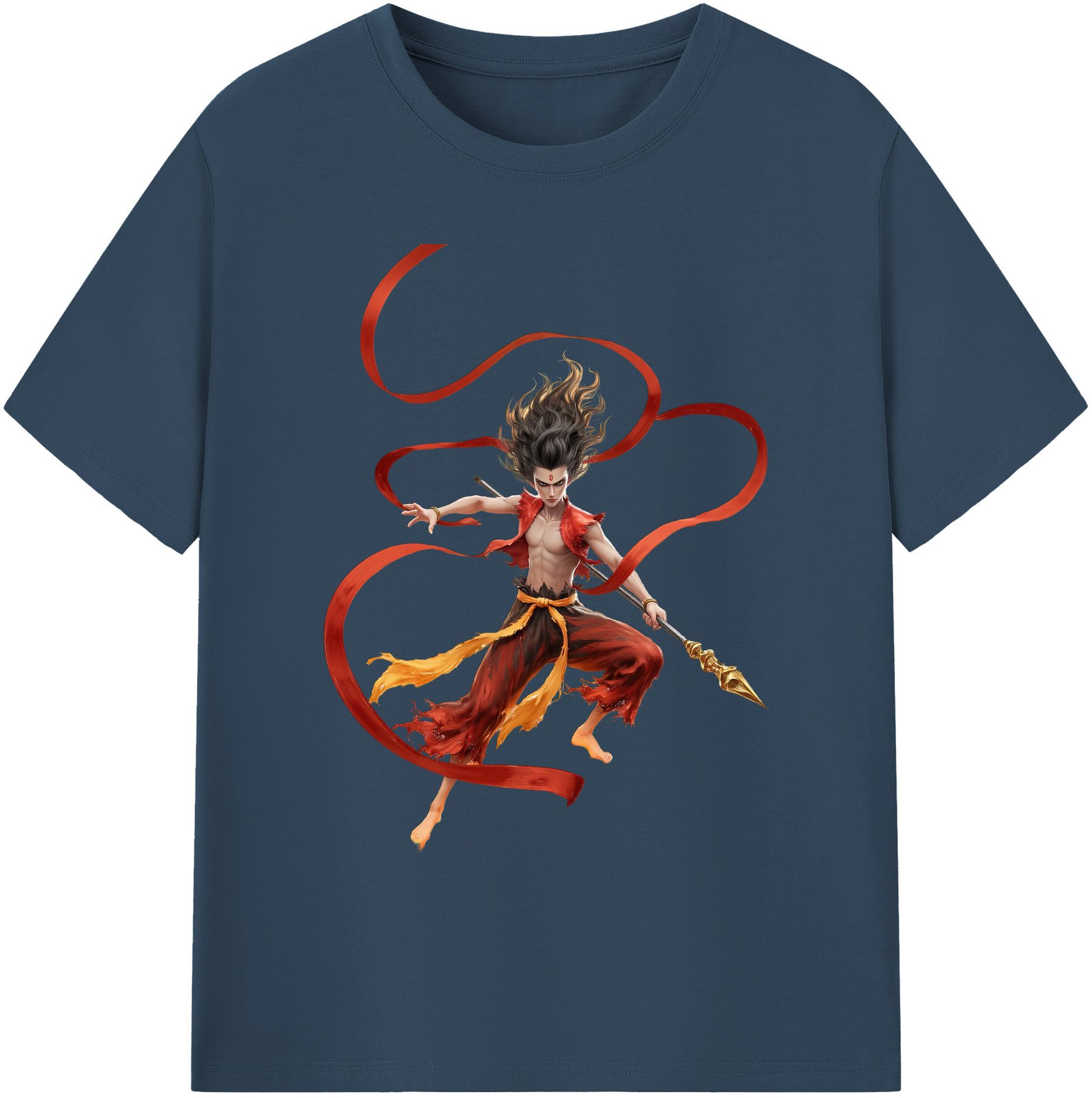 （画像用） Ne Zha 2 ナタ 魔童の大暴れ 綿100％ メンズ半袖Tシャツ｜肌触りやわらか＆通気性