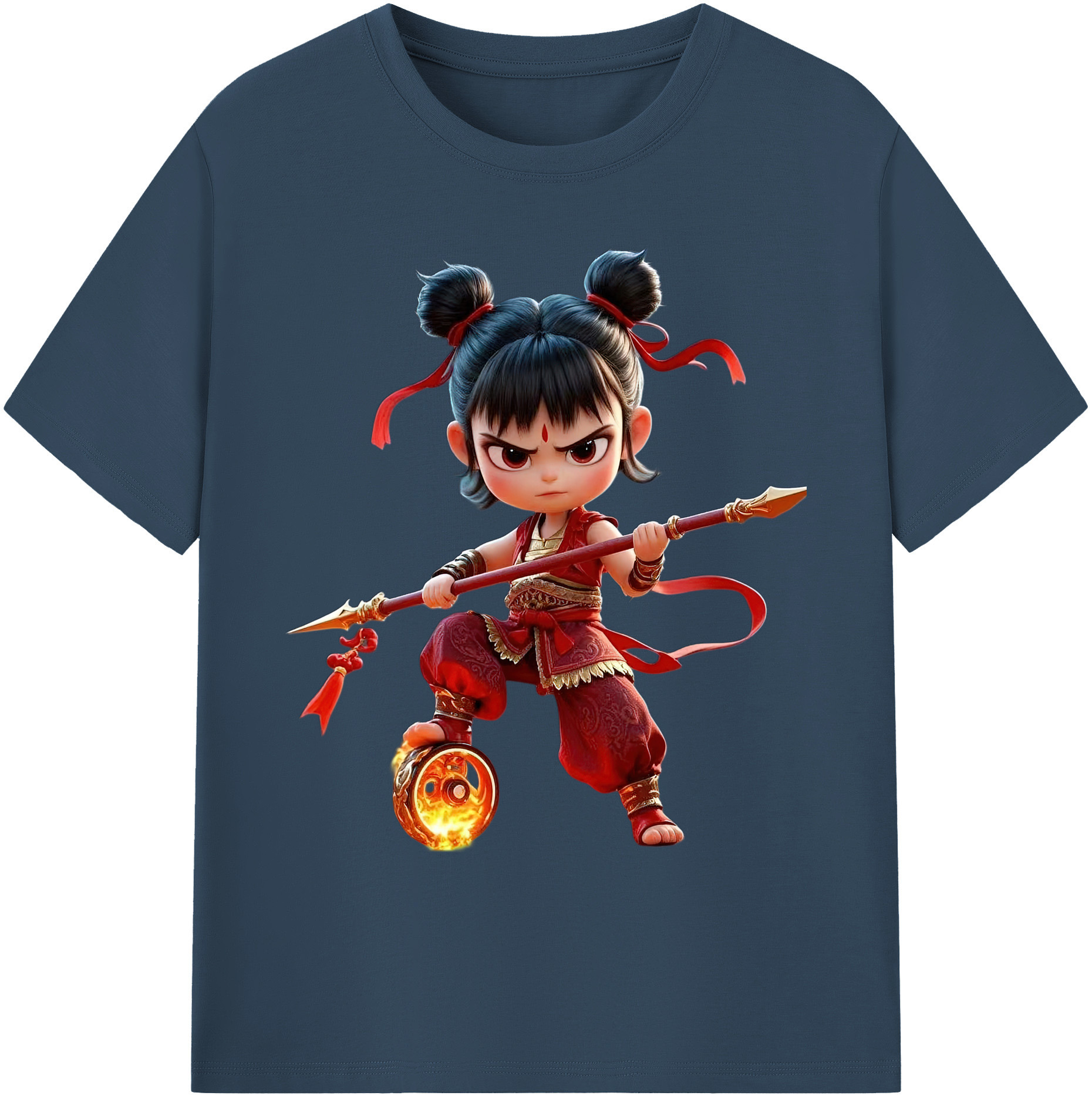 （画像用） Ne Zha 2 ナタ 魔童の大暴れ 綿100％ メンズ半袖Tシャツ｜肌触りやわらか＆通気性