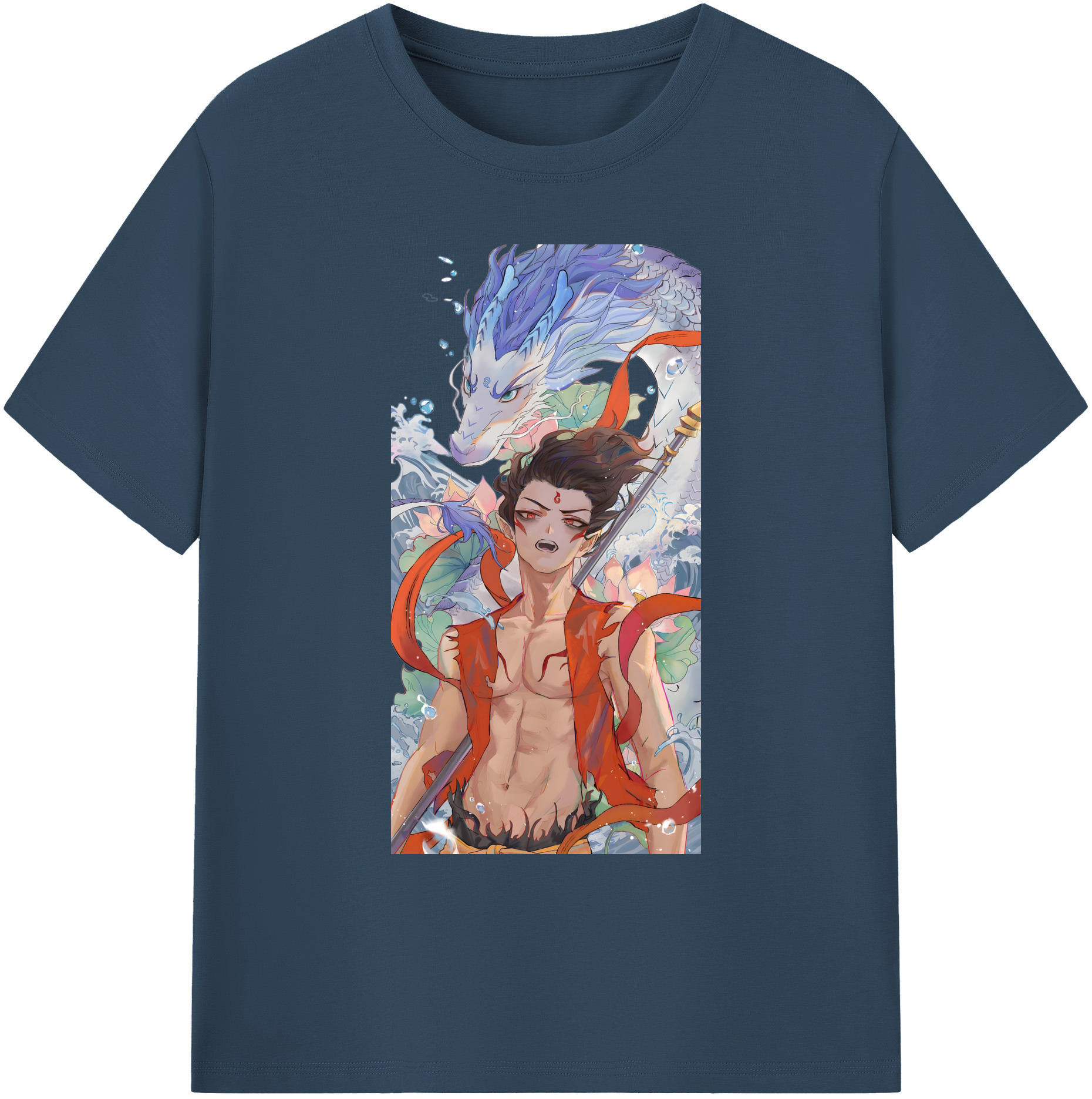 （画像用） Ne Zha 2 ナタ 魔童の大暴れ 綿100％ メンズ半袖Tシャツ｜肌触りやわらか＆通気性