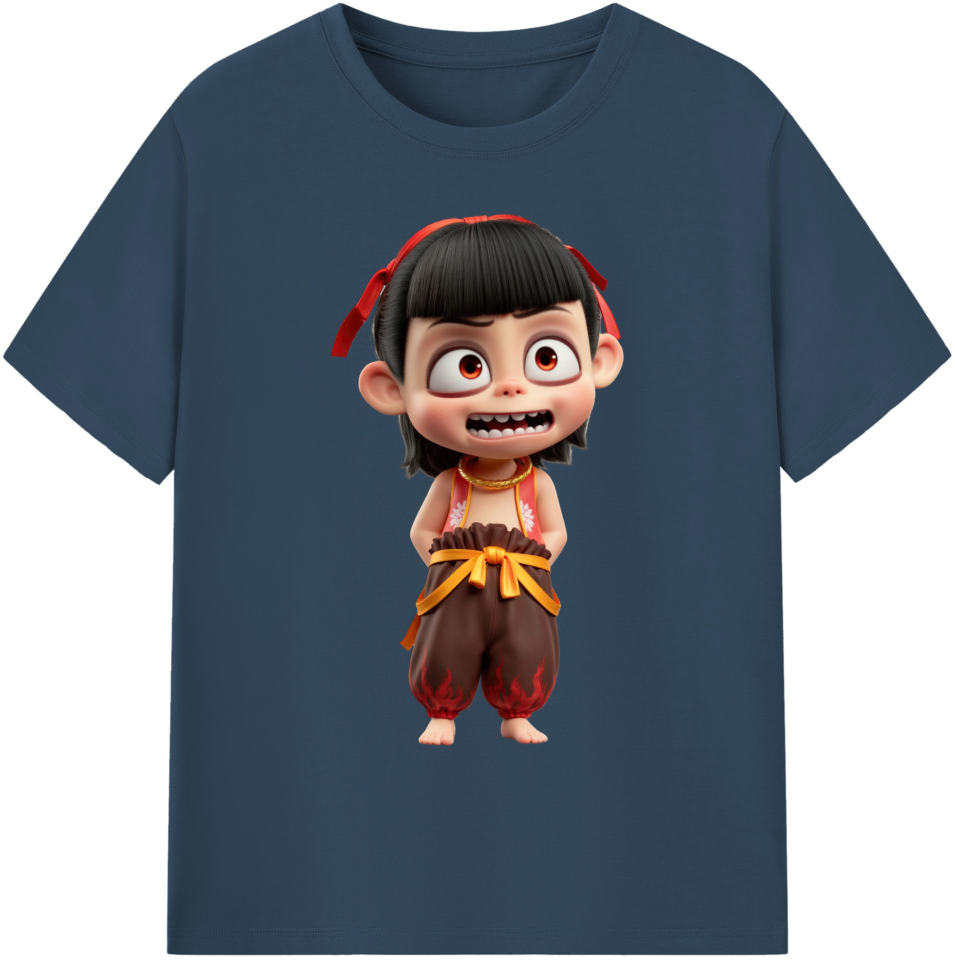 （画像用） Ne Zha 2 ナタ 魔童の大暴れ 綿100％ メンズ半袖Tシャツ｜肌触りやわらか＆通気性