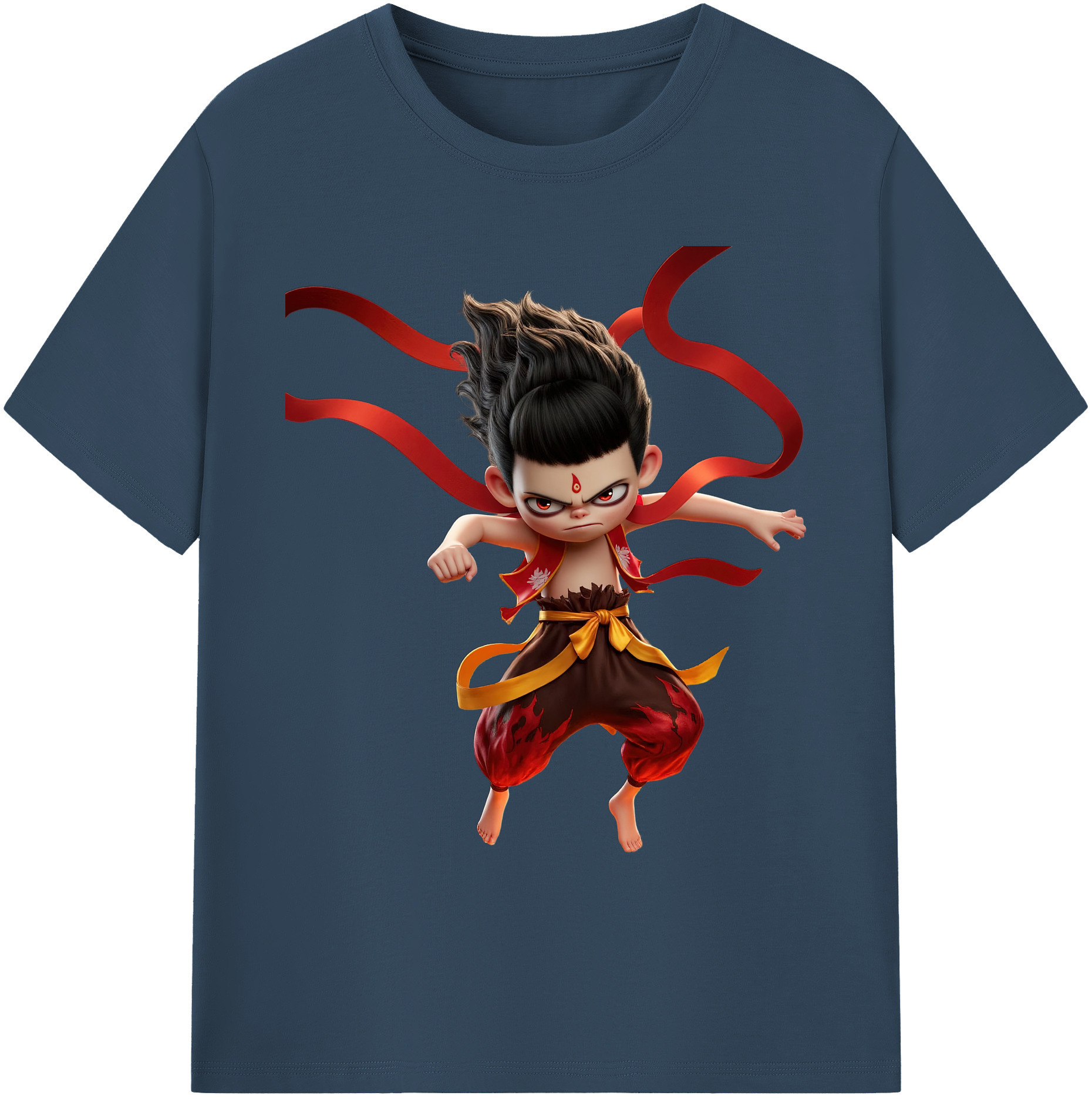 （画像用） Ne Zha 2 ナタ 魔童の大暴れ 綿100％ メンズ半袖Tシャツ｜肌触りやわらか＆通気性