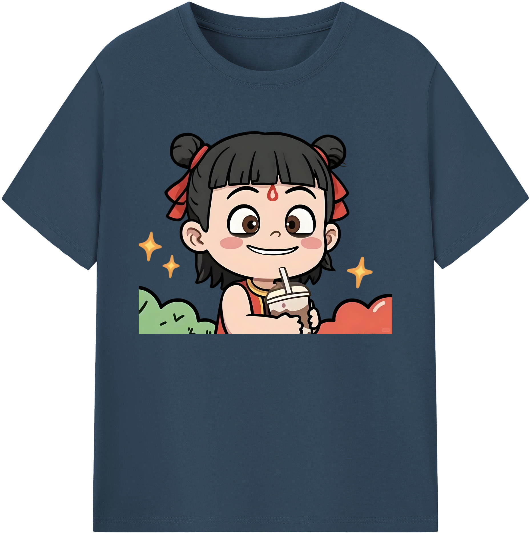 （画像用） Ne Zha 2 ナタ 魔童の大暴れ 綿100％ メンズ半袖Tシャツ｜肌触りやわらか＆通気性
