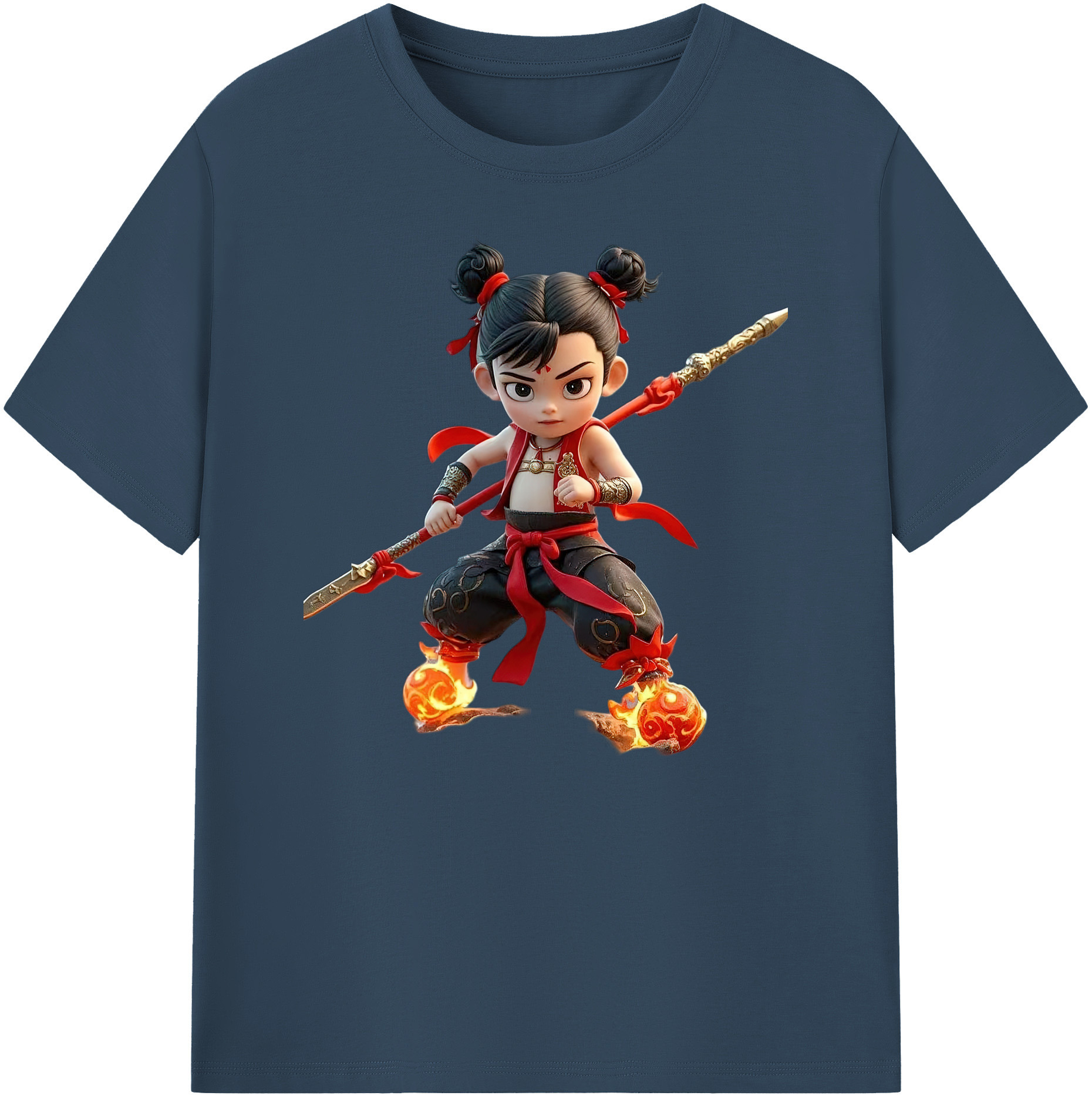 （画像用） Ne Zha 2 ナタ 魔童の大暴れ 綿100％ メンズ半袖Tシャツ｜肌触りやわらか＆通気性