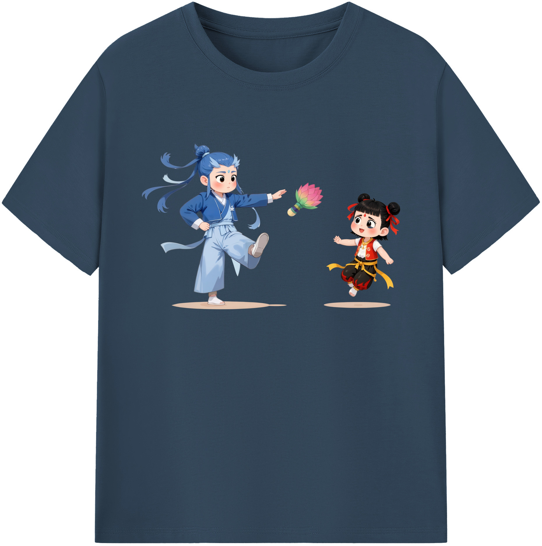 （画像用） Ne Zha 2 ナタ 魔童の大暴れ 綿100％ メンズ半袖Tシャツ｜肌触りやわらか＆通気性