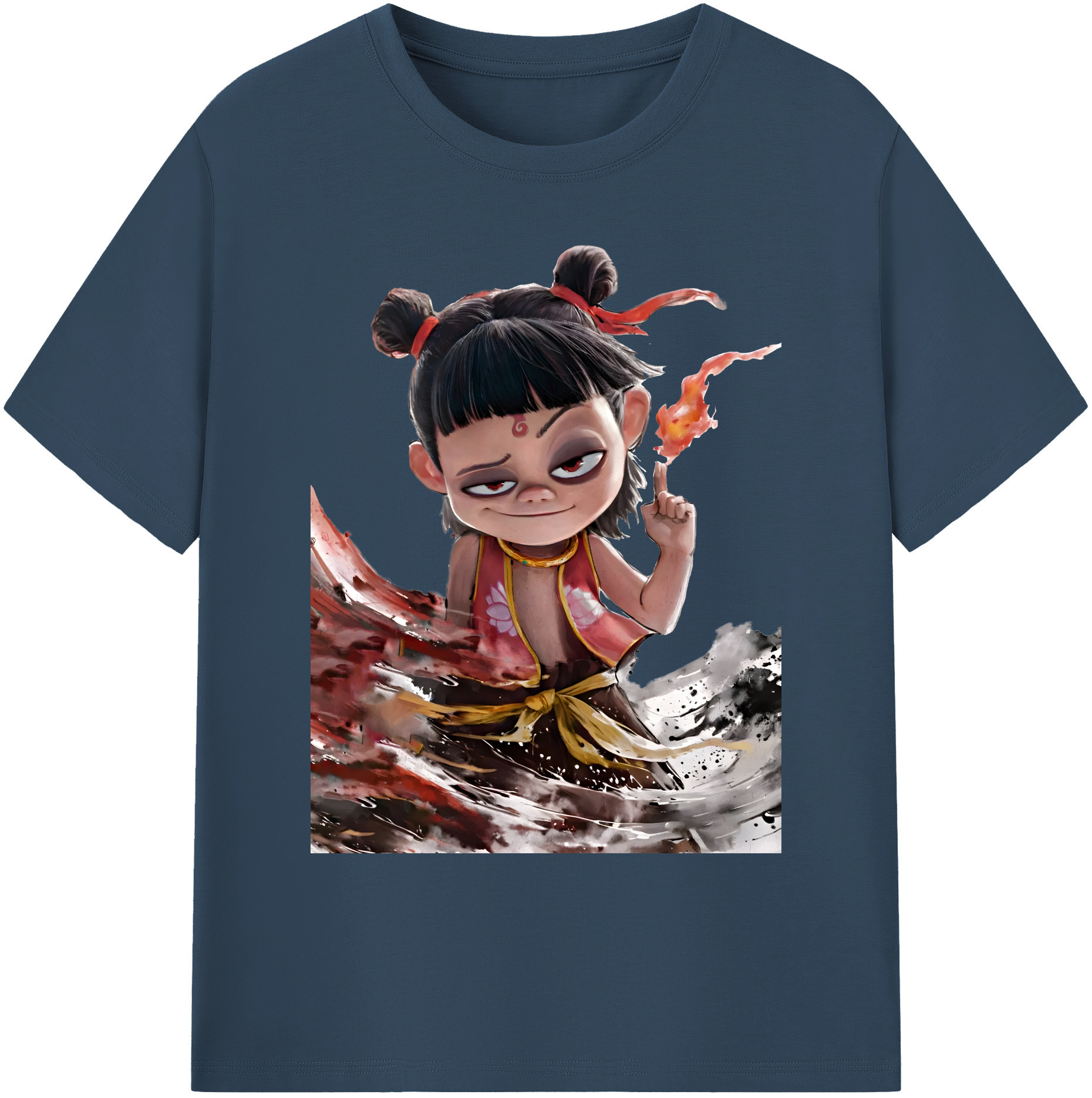 （画像用） Ne Zha 2 ナタ 魔童の大暴れ 綿100％ メンズ半袖Tシャツ｜肌触りやわらか＆通気性