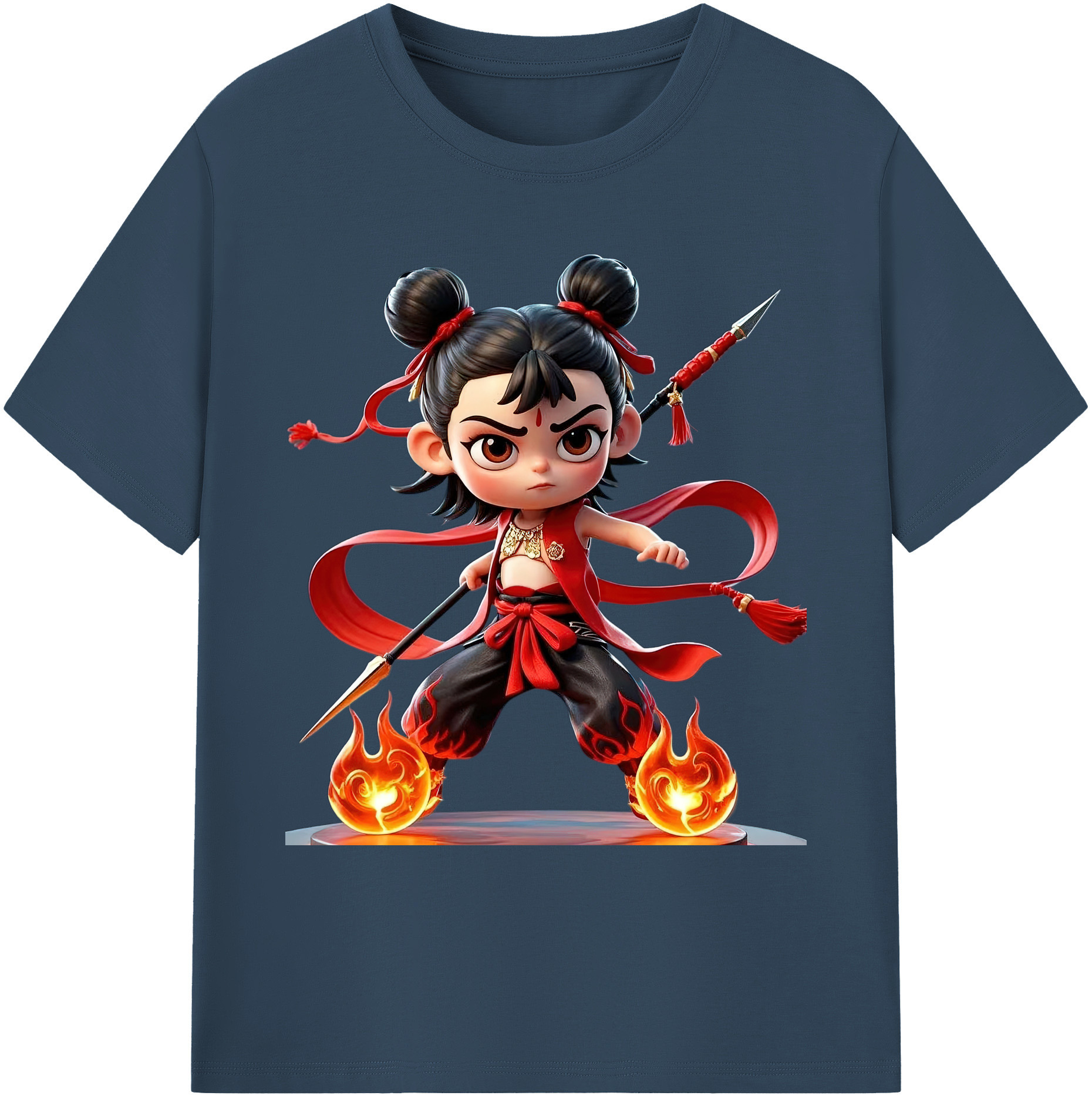 （画像用） Ne Zha 2 ナタ 魔童の大暴れ 綿100％ メンズ半袖Tシャツ｜肌触りやわらか＆通気性
