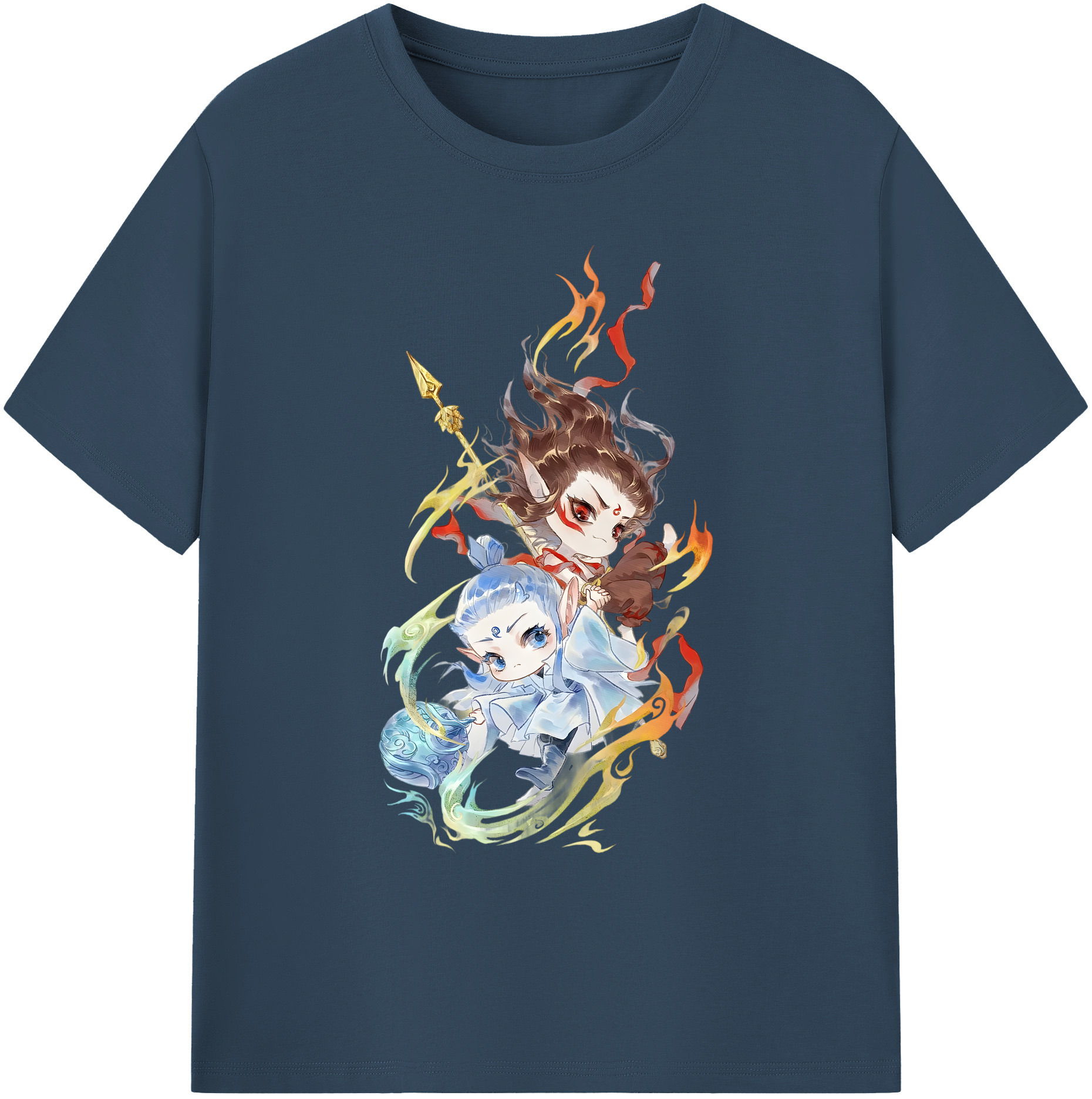 （画像用） Ne Zha 2 ナタ 魔童の大暴れ 綿100％ メンズ半袖Tシャツ｜肌触りやわらか＆通気性
