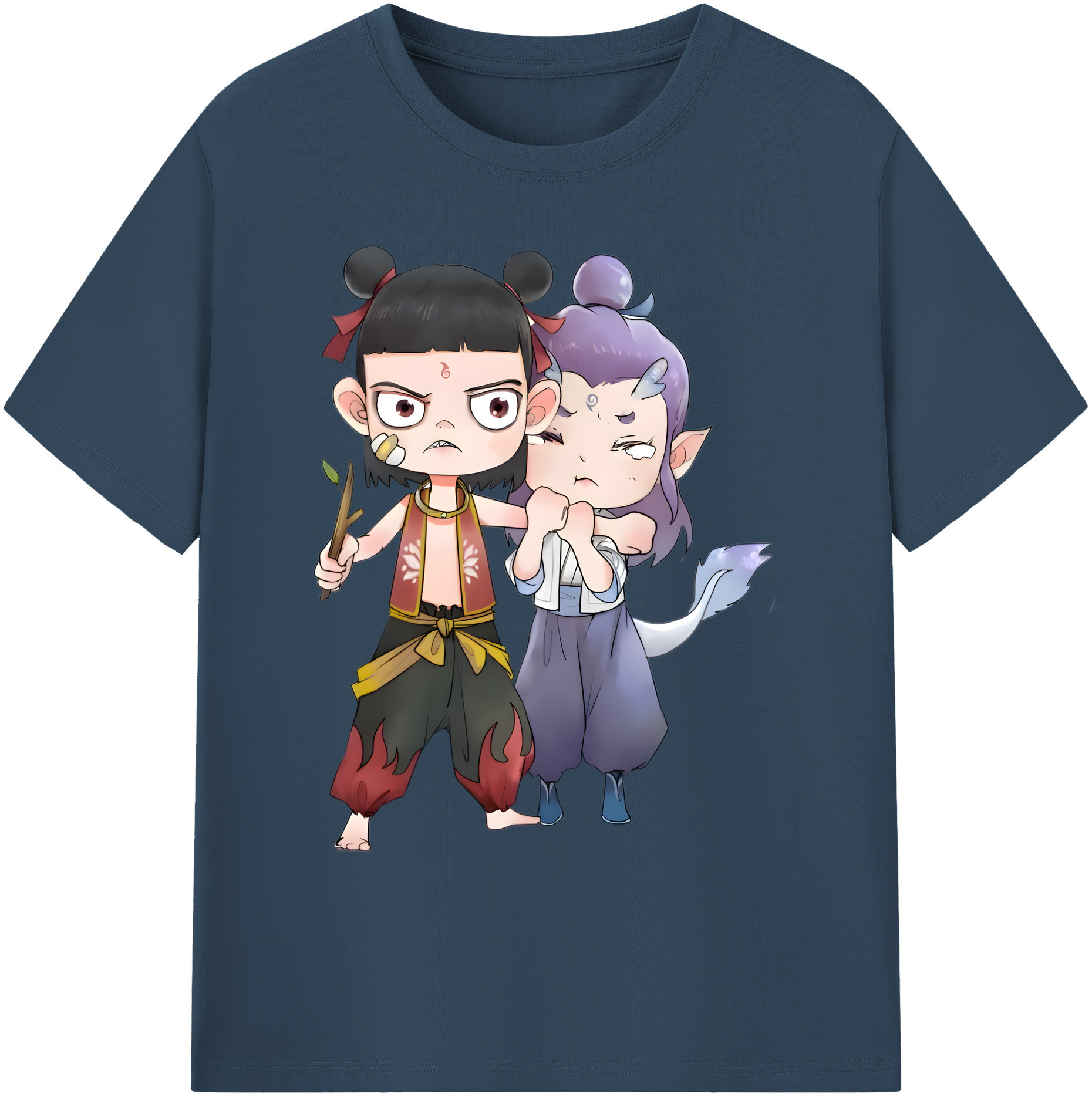 （画像用） Ne Zha 2 ナタ 魔童の大暴れ 綿100％ メンズ半袖Tシャツ｜肌触りやわらか＆通気性