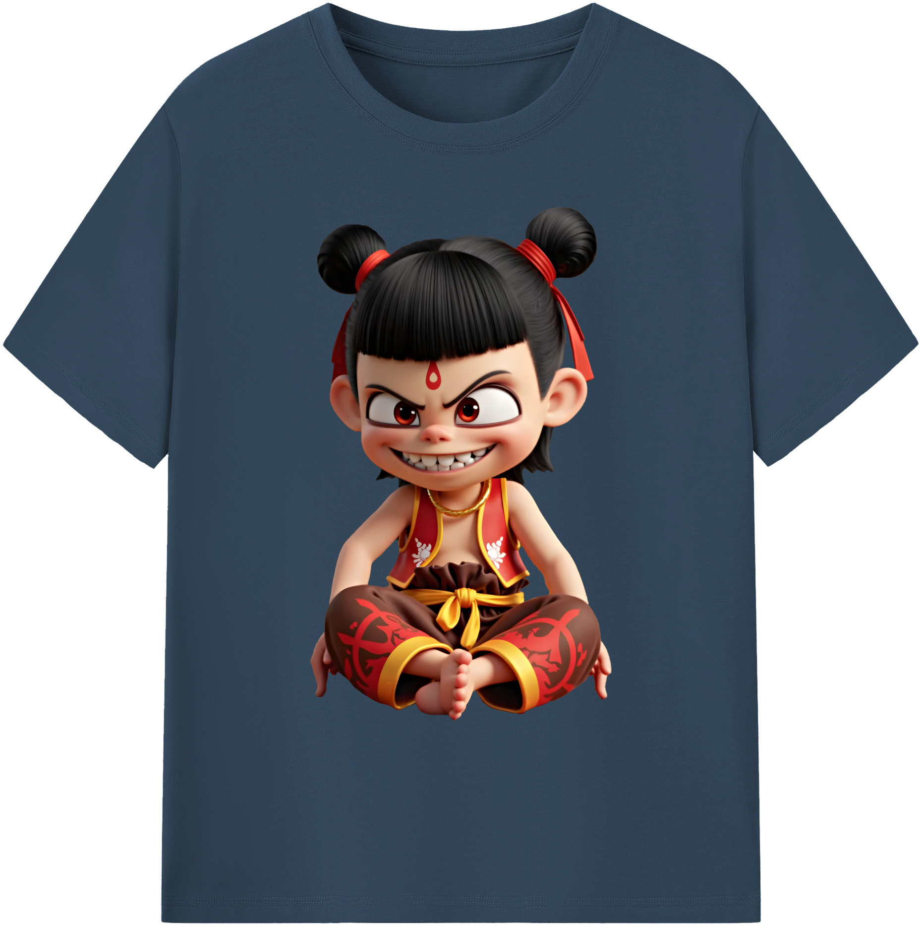 （画像用） Ne Zha 2 ナタ 魔童の大暴れ 綿100％ メンズ半袖Tシャツ｜肌触りやわらか＆通気性