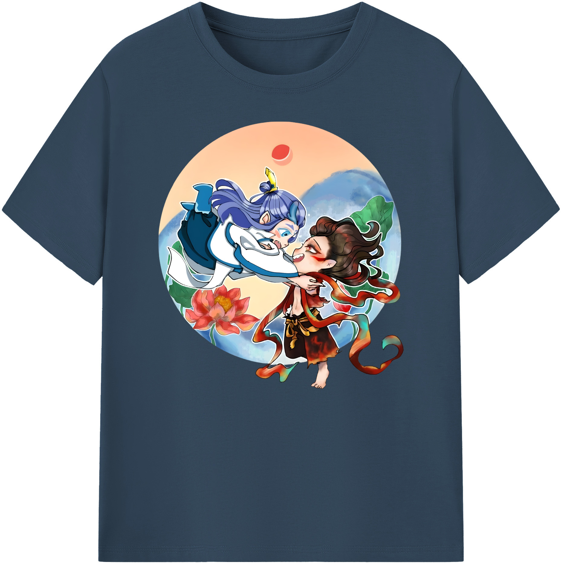 （画像用） Ne Zha 2 ナタ 魔童の大暴れ 綿100％ メンズ半袖Tシャツ｜肌触りやわらか＆通気性