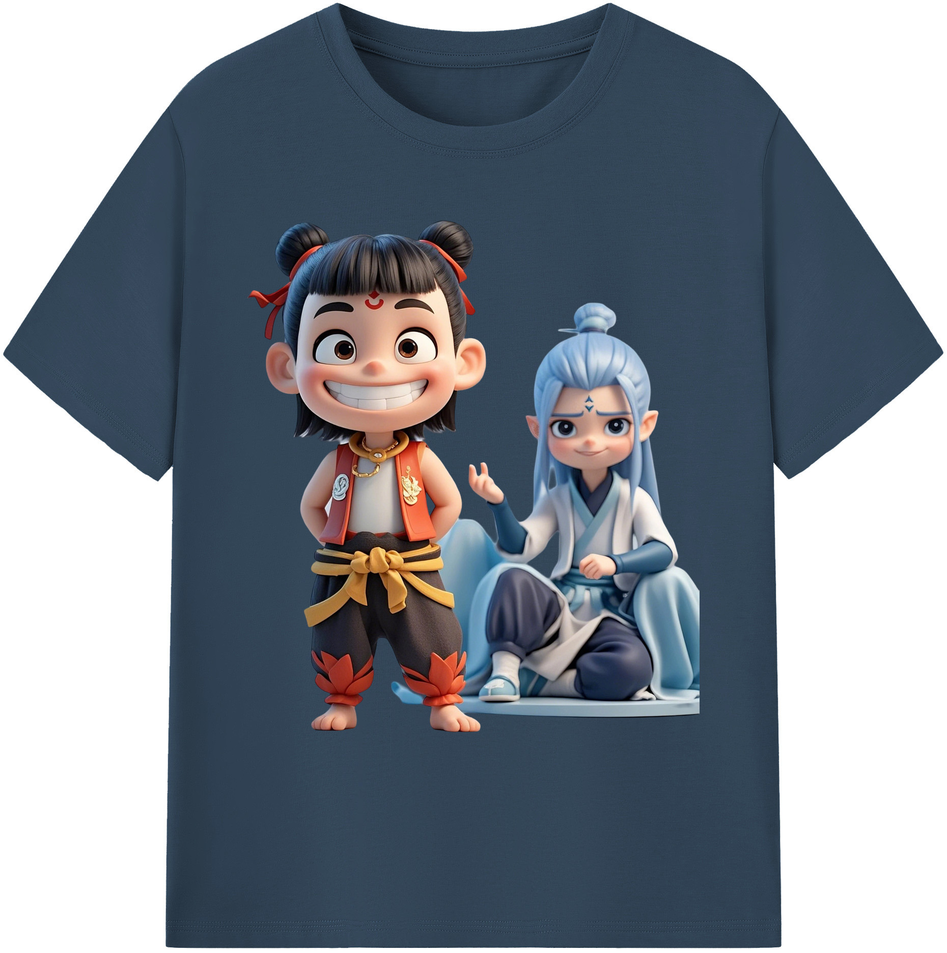 （画像用） Ne Zha 2 ナタ 魔童の大暴れ 綿100％ メンズ半袖Tシャツ｜肌触りやわらか＆通気性