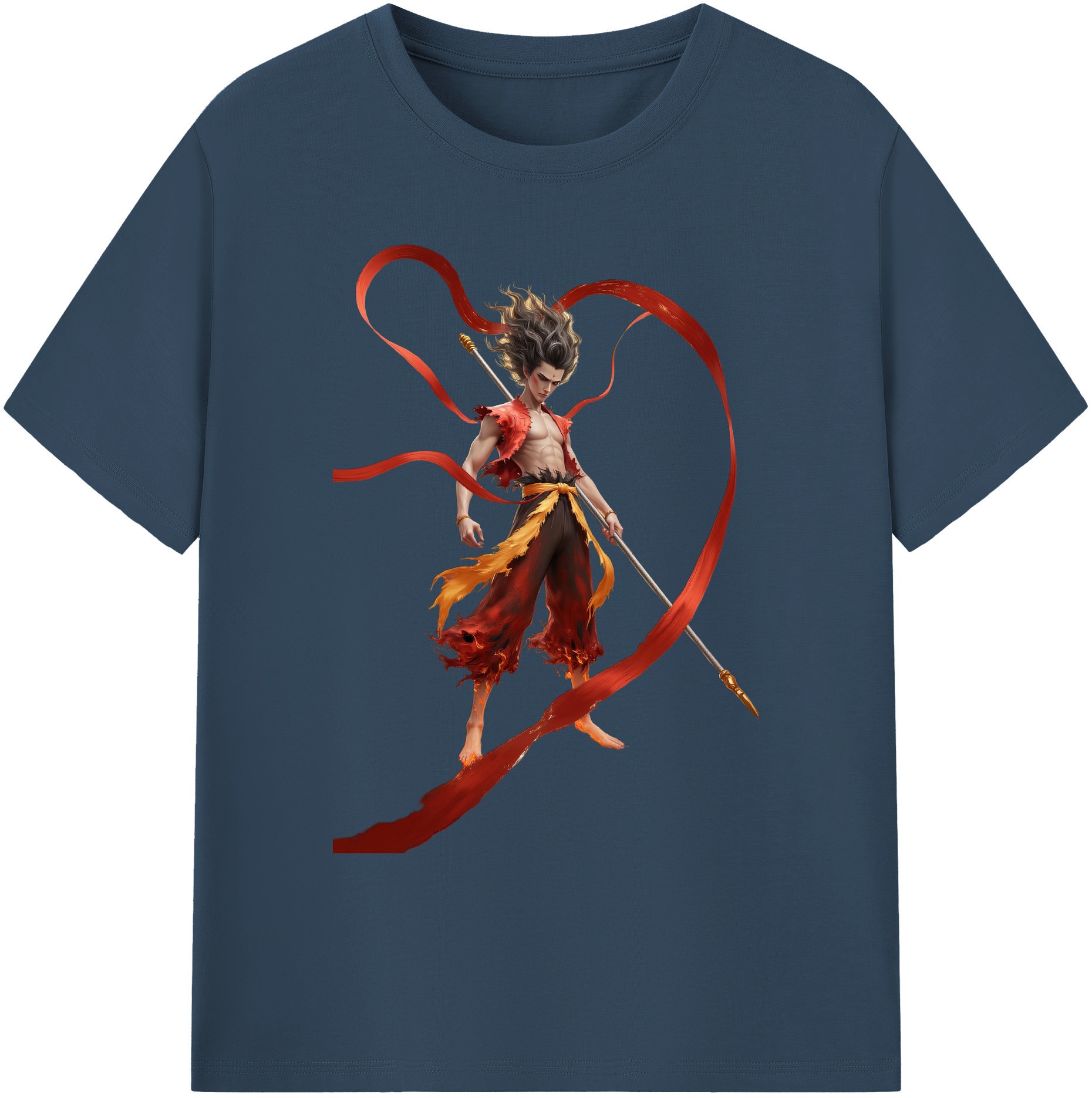 （画像用） Ne Zha 2 ナタ 魔童の大暴れ 綿100％ メンズ半袖Tシャツ｜肌触りやわらか＆通気性