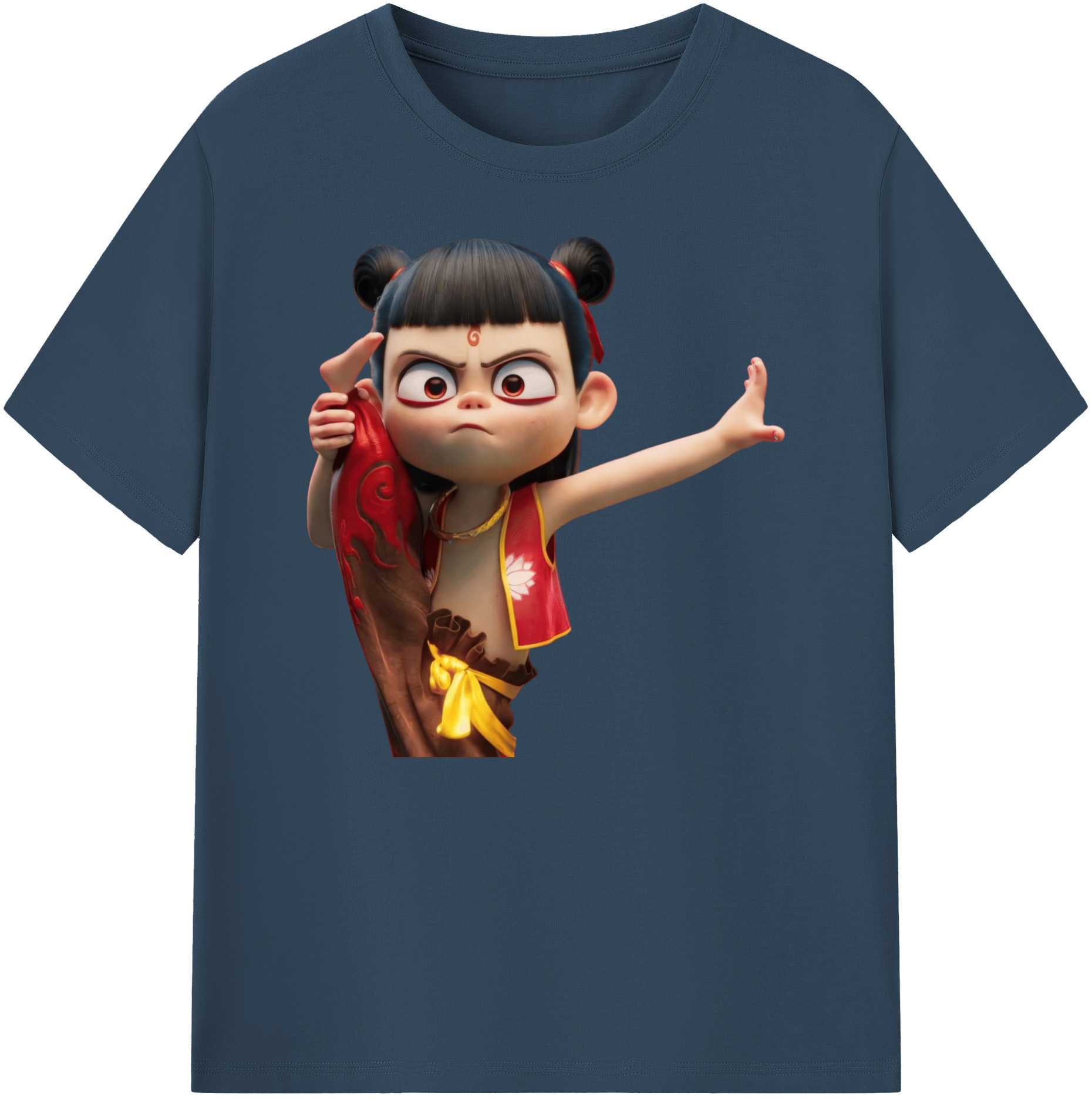 （画像用） Ne Zha 2 ナタ 魔童の大暴れ 綿100％ メンズ半袖Tシャツ｜肌触りやわらか＆通気性