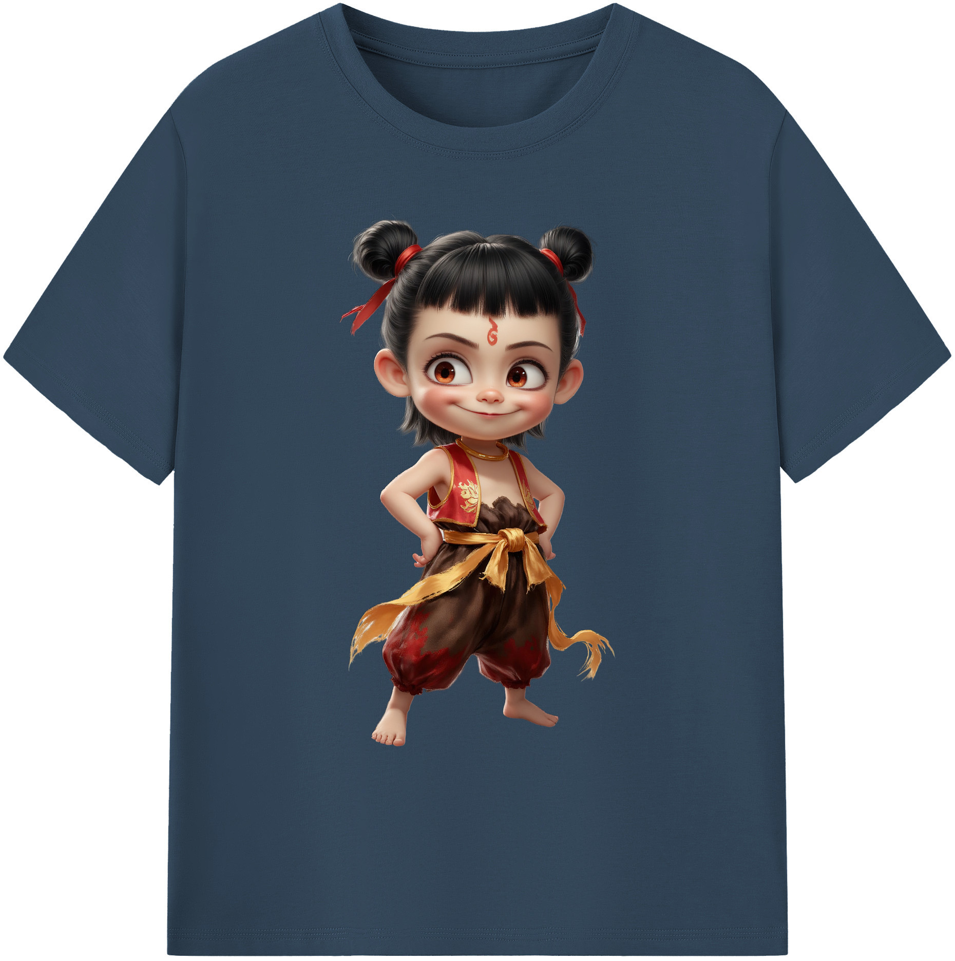 （画像用） Ne Zha 2 ナタ 魔童の大暴れ 綿100％ メンズ半袖Tシャツ｜肌触りやわらか＆通気性