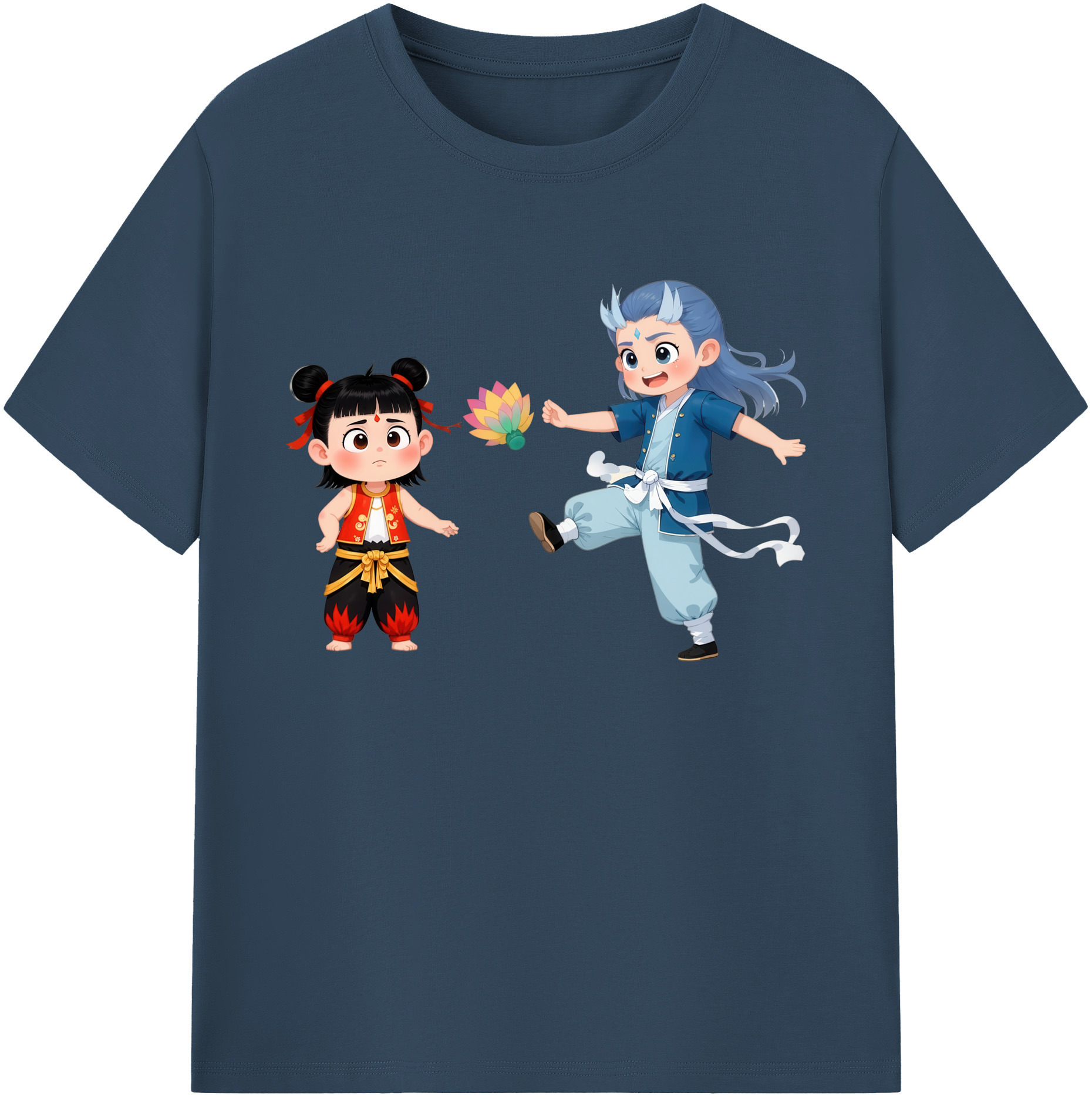 （画像用） Ne Zha 2 ナタ 魔童の大暴れ 綿100％ メンズ半袖Tシャツ｜肌触りやわらか＆通気性