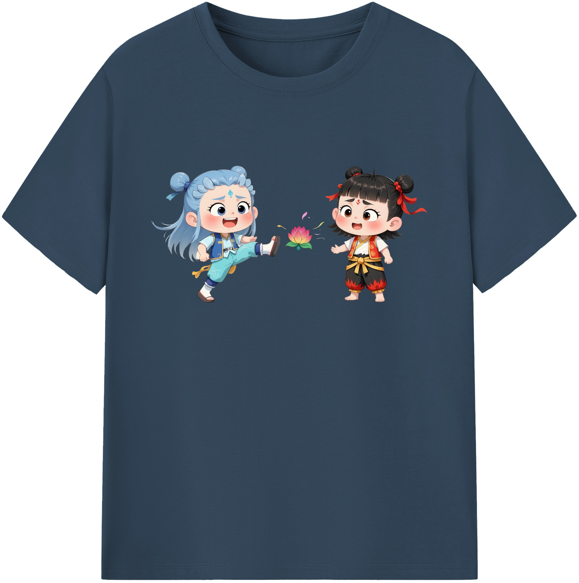 （画像用） Ne Zha 2 ナタ 魔童の大暴れ 綿100％ メンズ半袖Tシャツ｜肌触りやわらか＆通気性