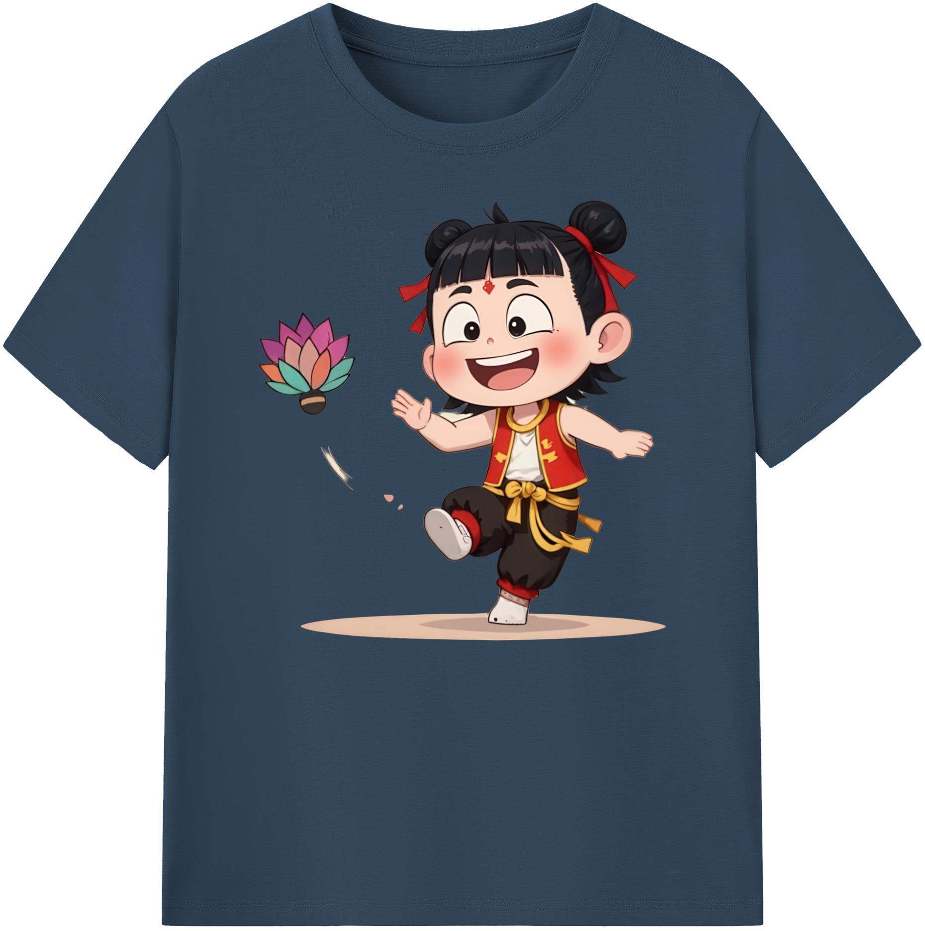 （画像用） Ne Zha 2 ナタ 魔童の大暴れ 綿100％ メンズ半袖Tシャツ｜肌触りやわらか＆通気性