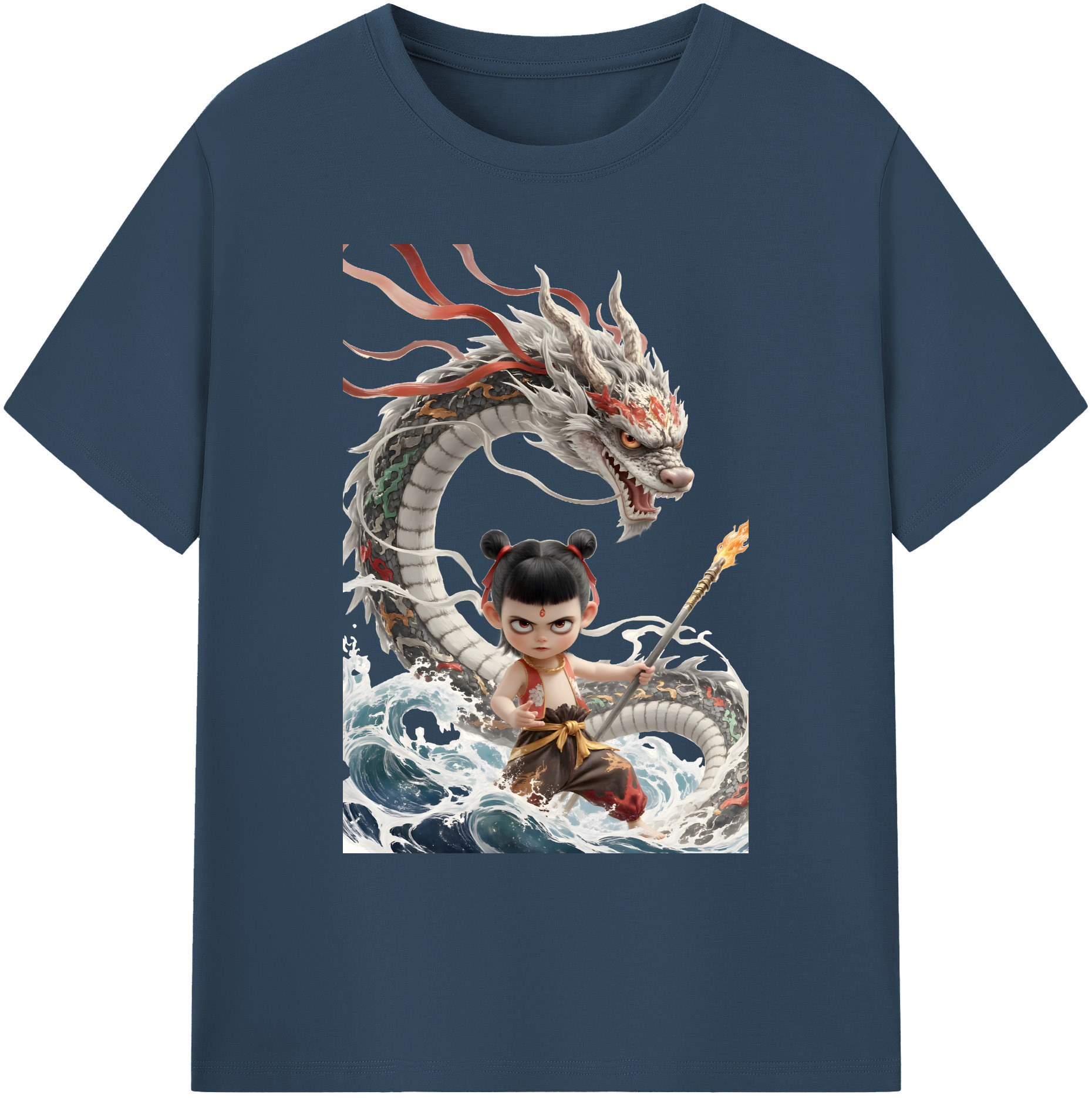（画像用） Ne Zha 2 ナタ 魔童の大暴れ 綿100％ メンズ半袖Tシャツ｜肌触りやわらか＆通気性