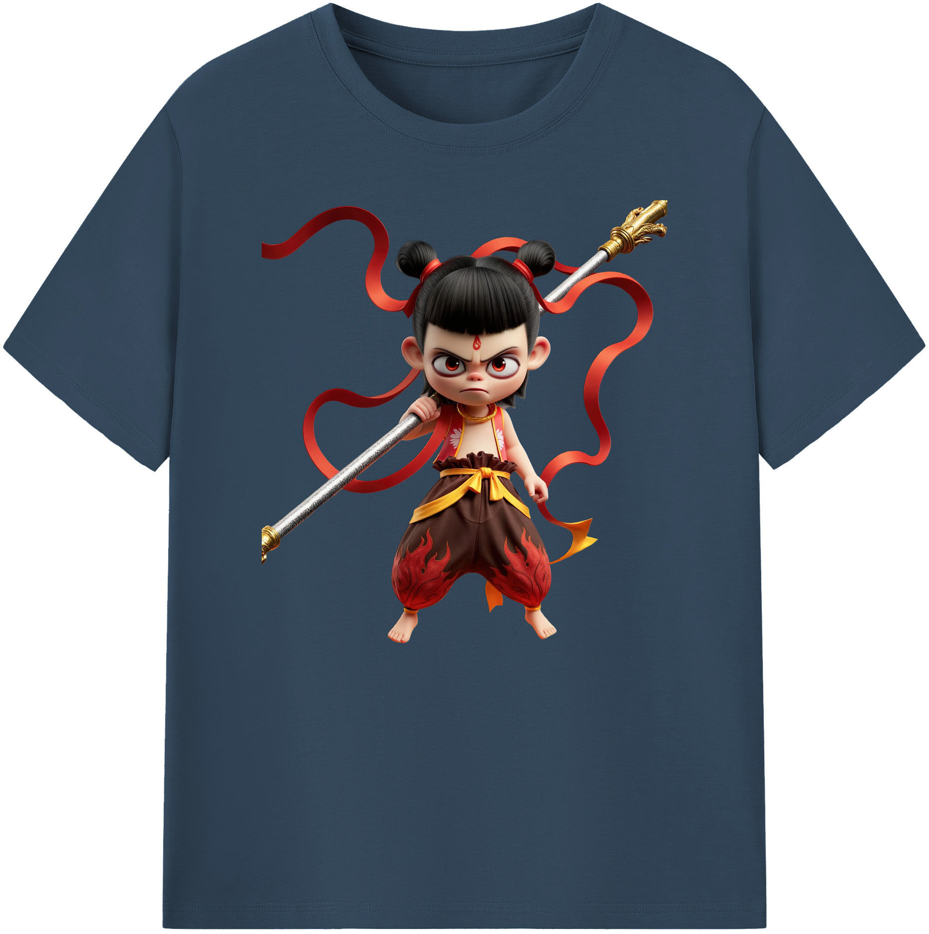 （画像用） Ne Zha 2 ナタ 魔童の大暴れ 綿100％ メンズ半袖Tシャツ｜肌触りやわらか＆通気性