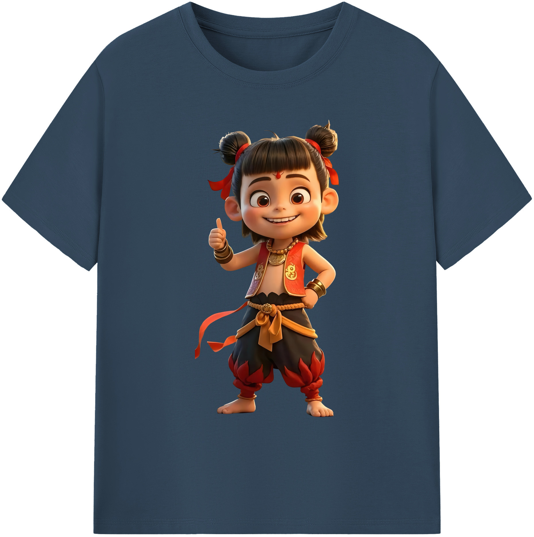 （画像用） Ne Zha 2 ナタ 魔童の大暴れ 綿100％ メンズ半袖Tシャツ｜肌触りやわらか＆通気性