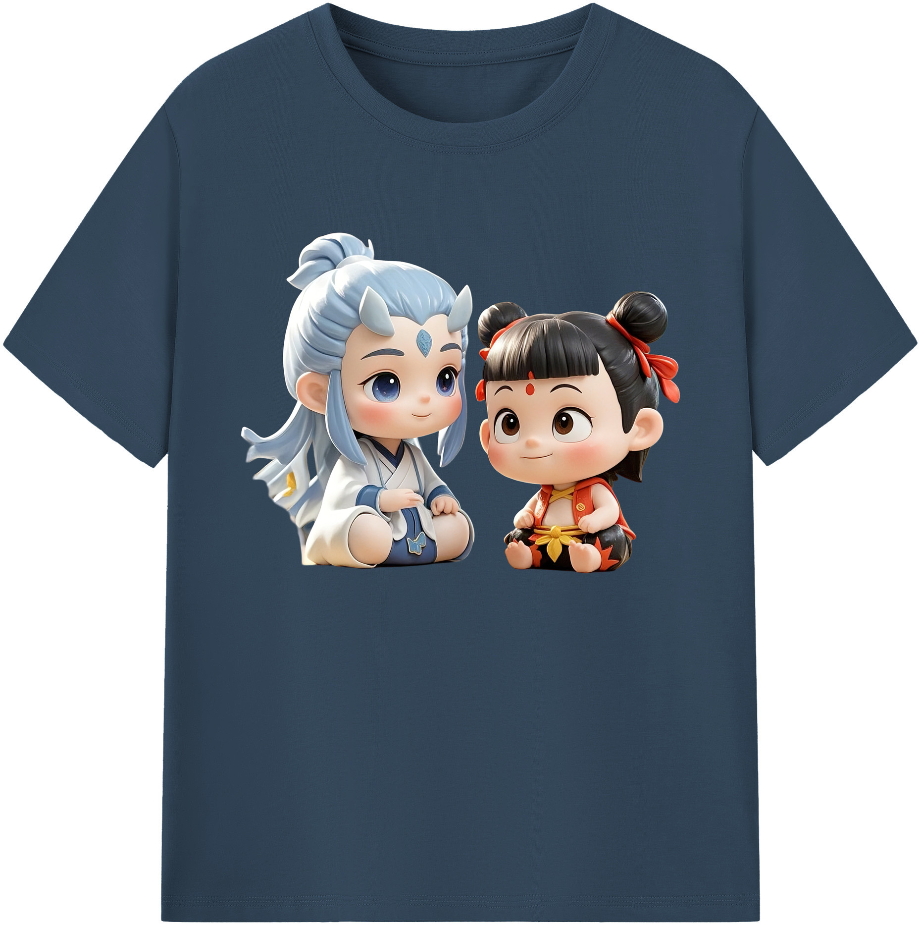 （画像用） Ne Zha 2 ナタ 魔童の大暴れ 綿100％ メンズ半袖Tシャツ｜肌触りやわらか＆通気性