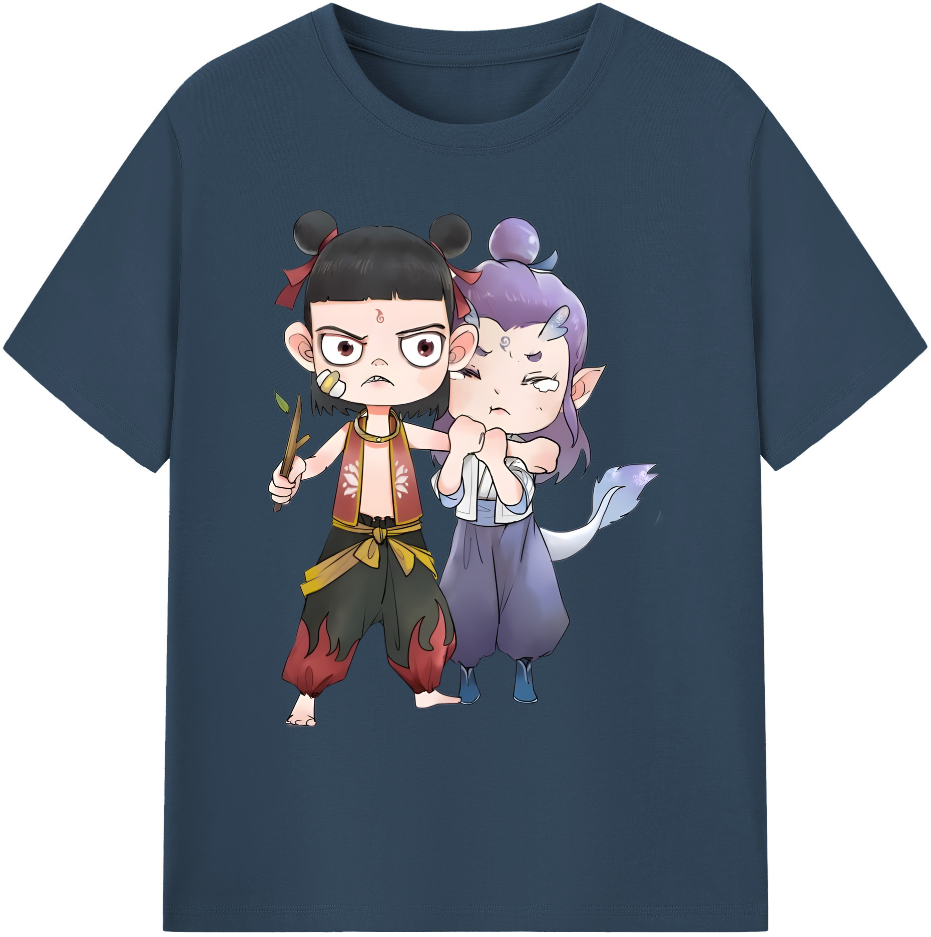 （画像用） Ne Zha 2 ナタ 魔童の大暴れ 綿100％ メンズ半袖Tシャツ｜肌触りやわらか＆通気性