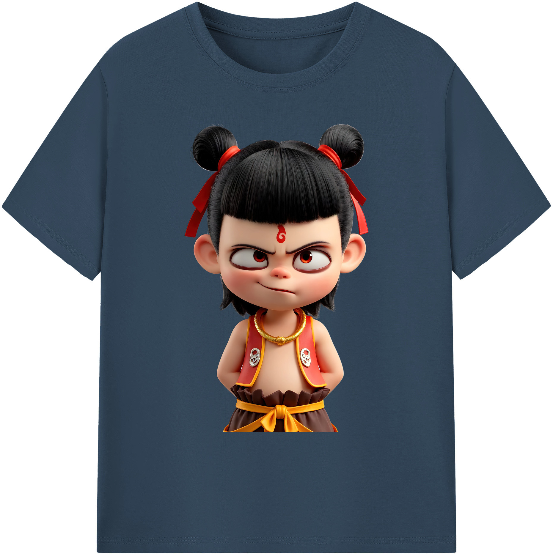 （画像用） Ne Zha 2 ナタ 魔童の大暴れ 綿100％ メンズ半袖Tシャツ｜肌触りやわらか＆通気性