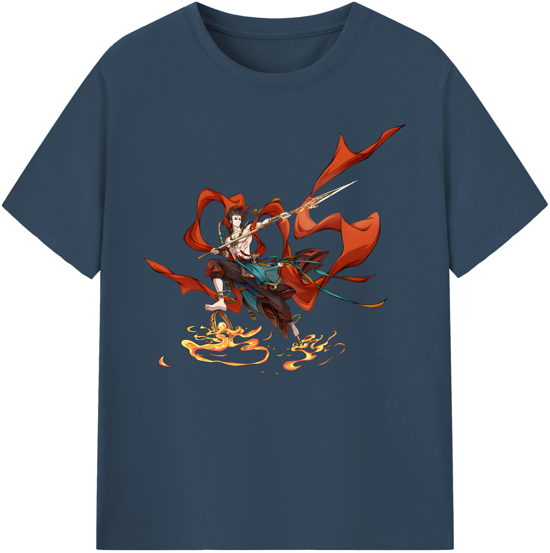（画像用） Ne Zha 2 ナタ 魔童の大暴れ 綿100％ メンズ半袖Tシャツ｜肌触りやわらか＆通気性