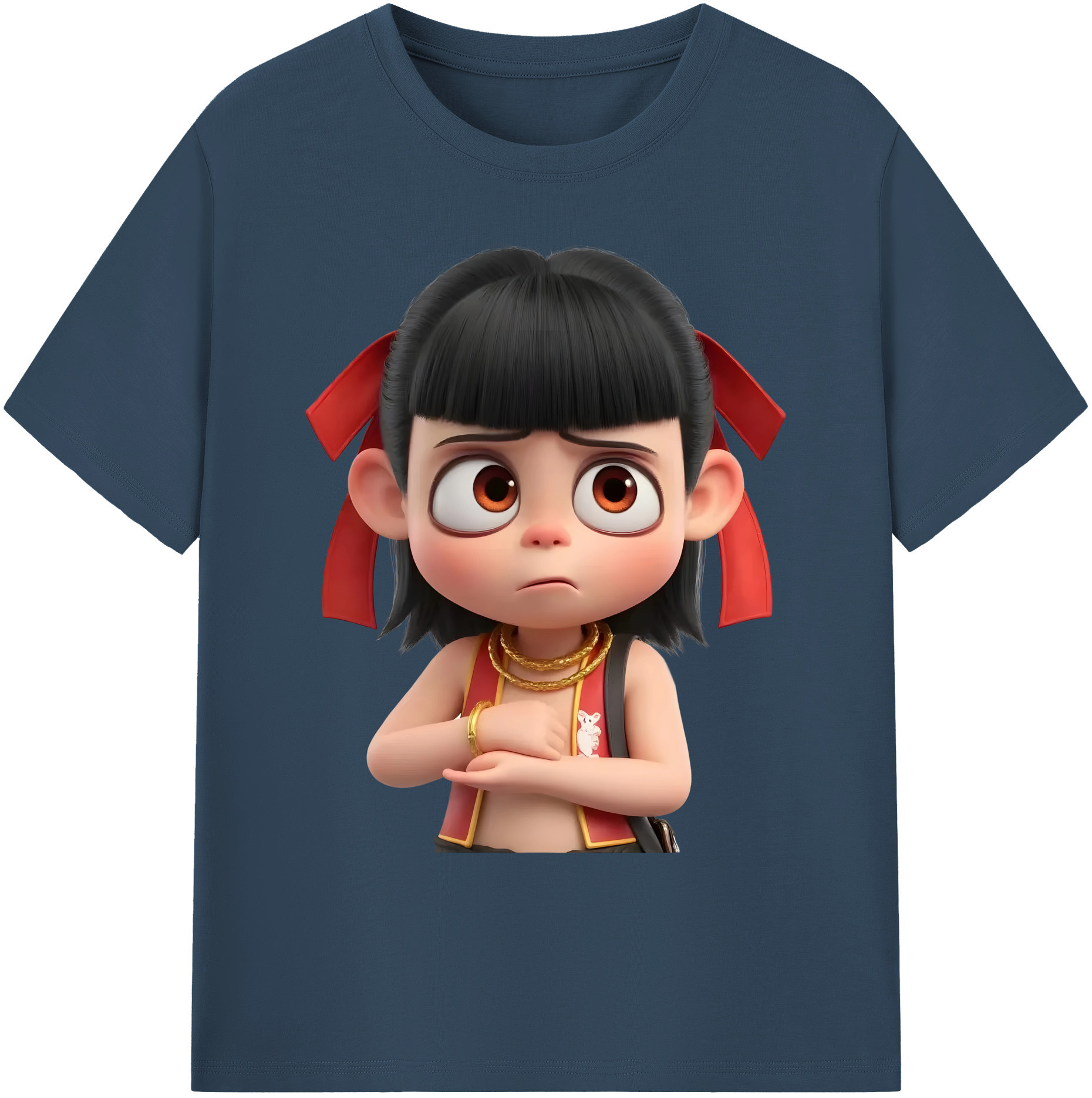 （画像用） Ne Zha 2 ナタ 魔童の大暴れ 綿100％ メンズ半袖Tシャツ｜肌触りやわらか＆通気性