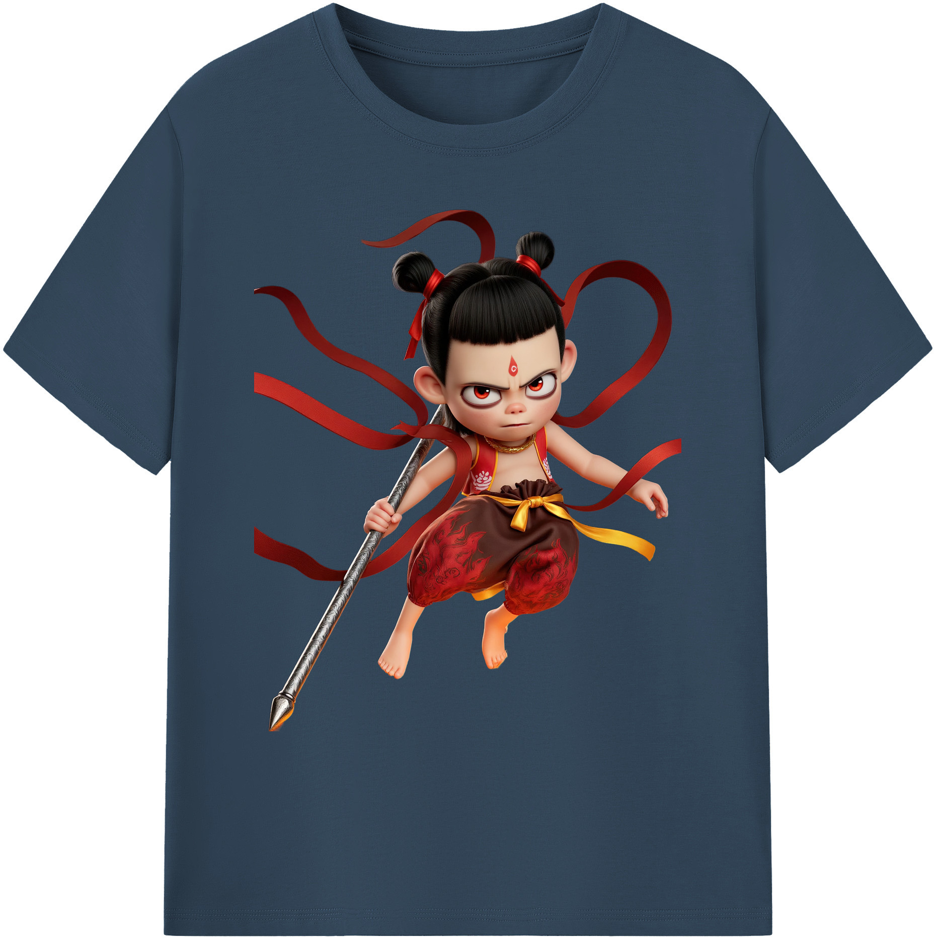 （画像用） Ne Zha 2 ナタ 魔童の大暴れ 綿100％ メンズ半袖Tシャツ｜肌触りやわらか＆通気性