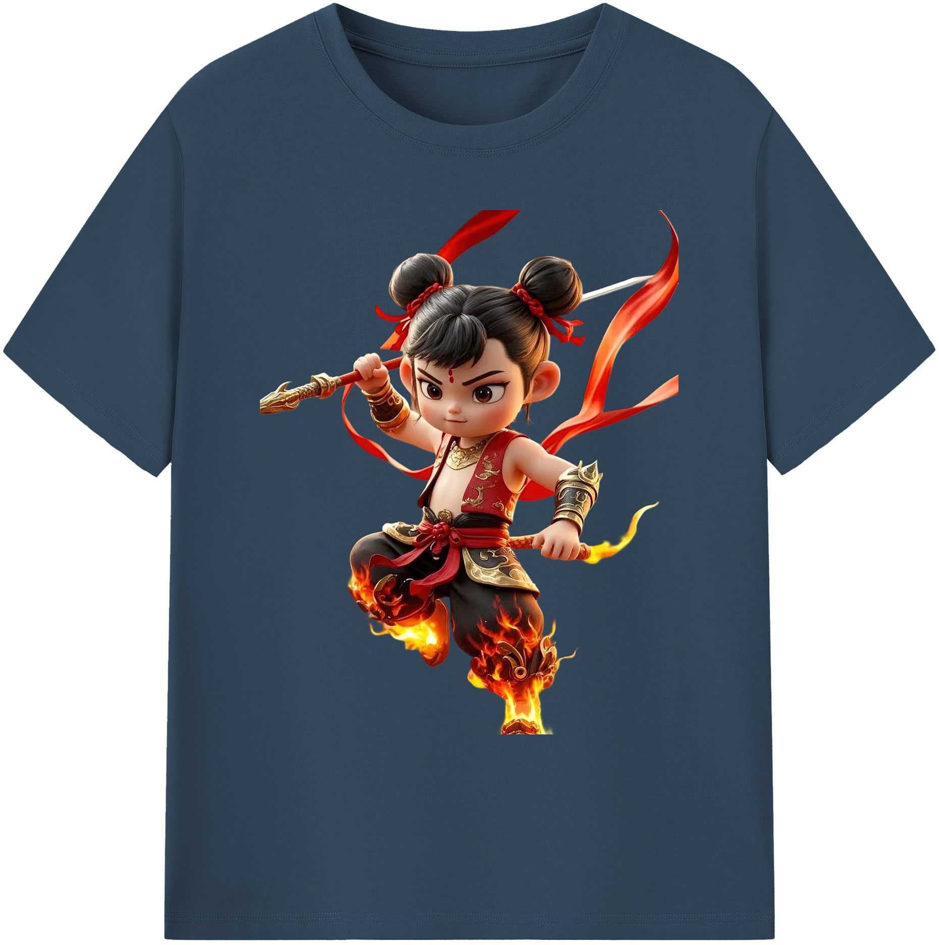 （画像用） Ne Zha 2 ナタ 魔童の大暴れ 綿100％ メンズ半袖Tシャツ｜肌触りやわらか＆通気性