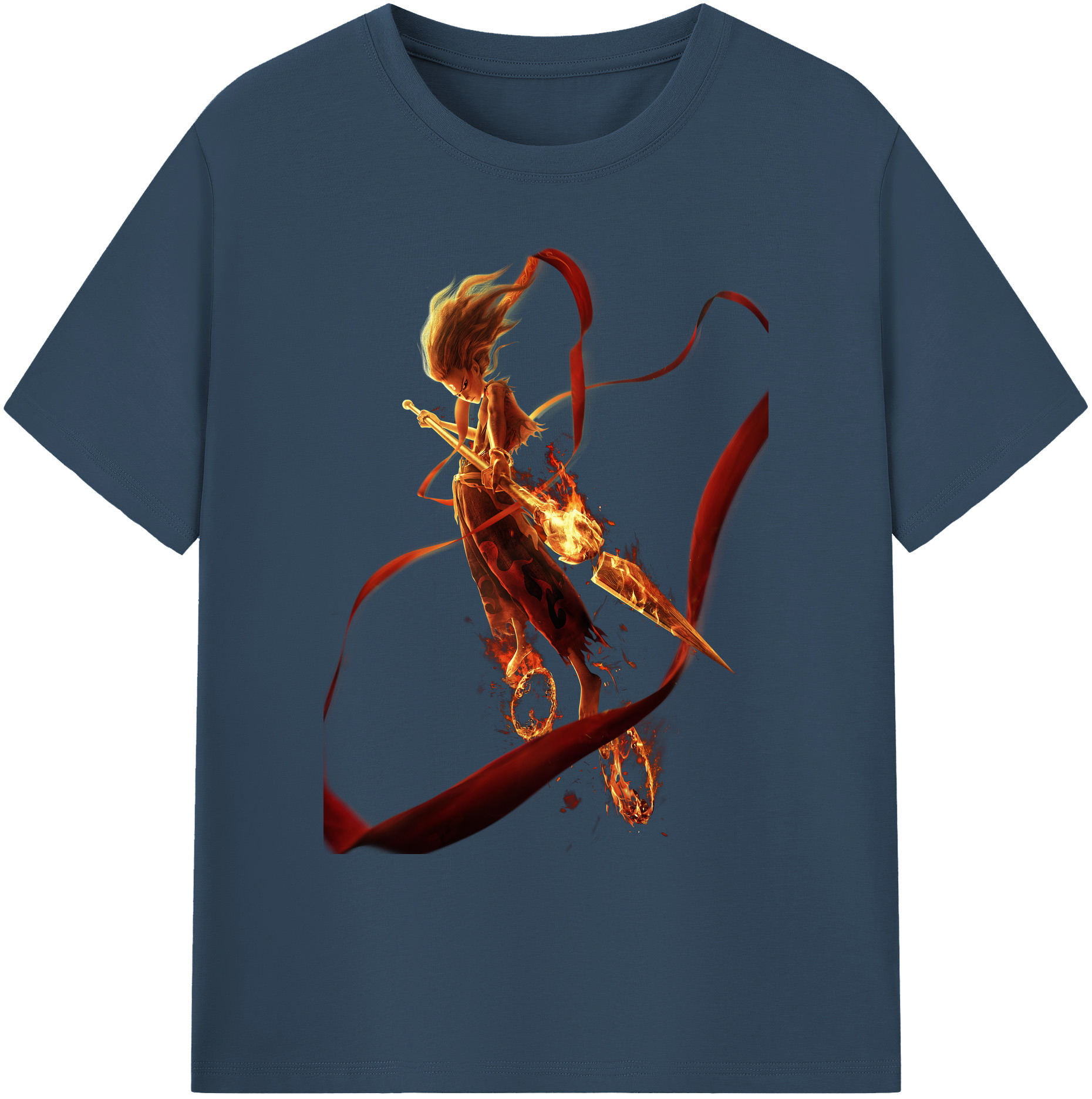 （画像用） Ne Zha 2 ナタ 魔童の大暴れ 綿100％ メンズ半袖Tシャツ｜肌触りやわらか＆通気性