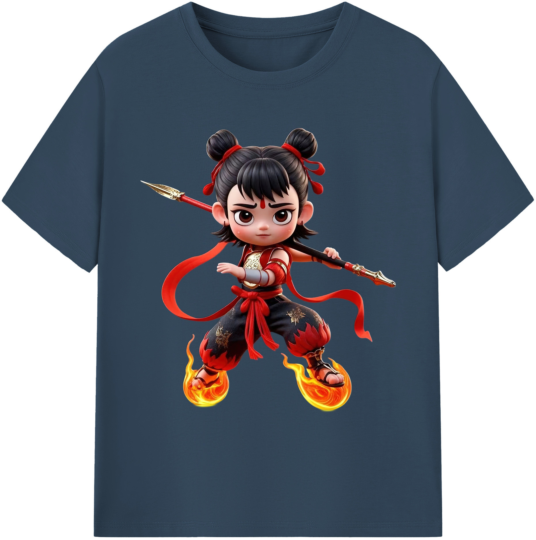 （画像用） Ne Zha 2 ナタ 魔童の大暴れ 綿100％ メンズ半袖Tシャツ｜肌触りやわらか＆通気性