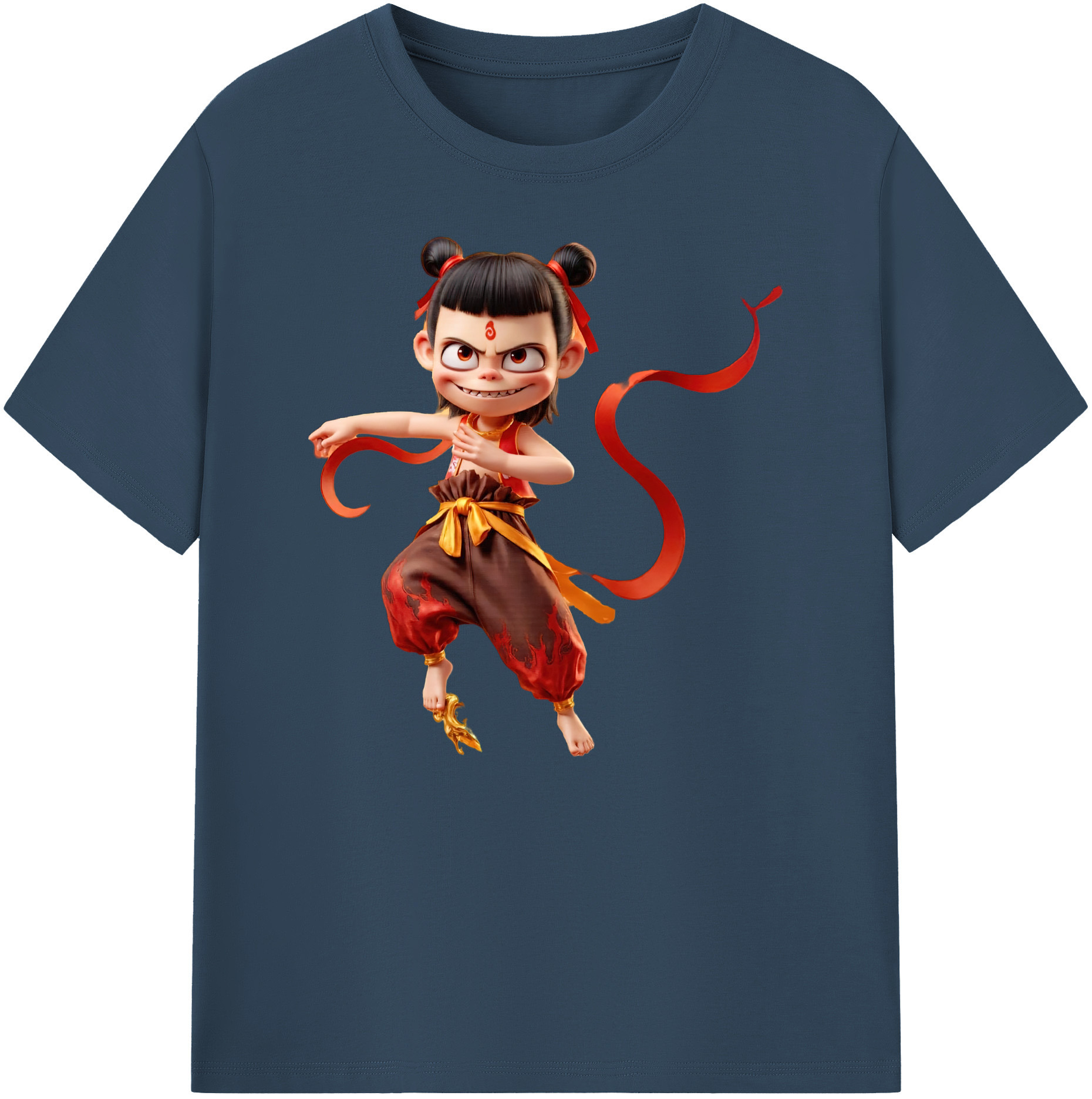 （画像用） Ne Zha 2 ナタ 魔童の大暴れ 綿100％ メンズ半袖Tシャツ｜肌触りやわらか＆通気性