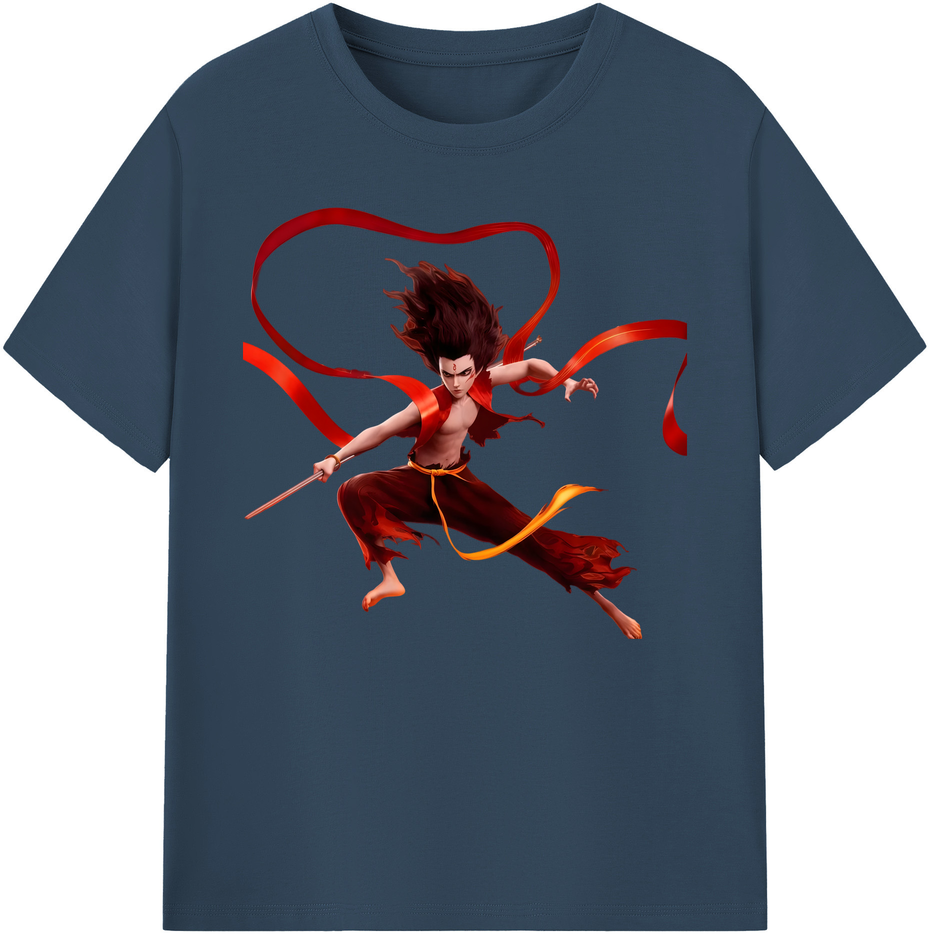（画像用） Ne Zha 2 ナタ 魔童の大暴れ 綿100％ メンズ半袖Tシャツ｜肌触りやわらか＆通気性