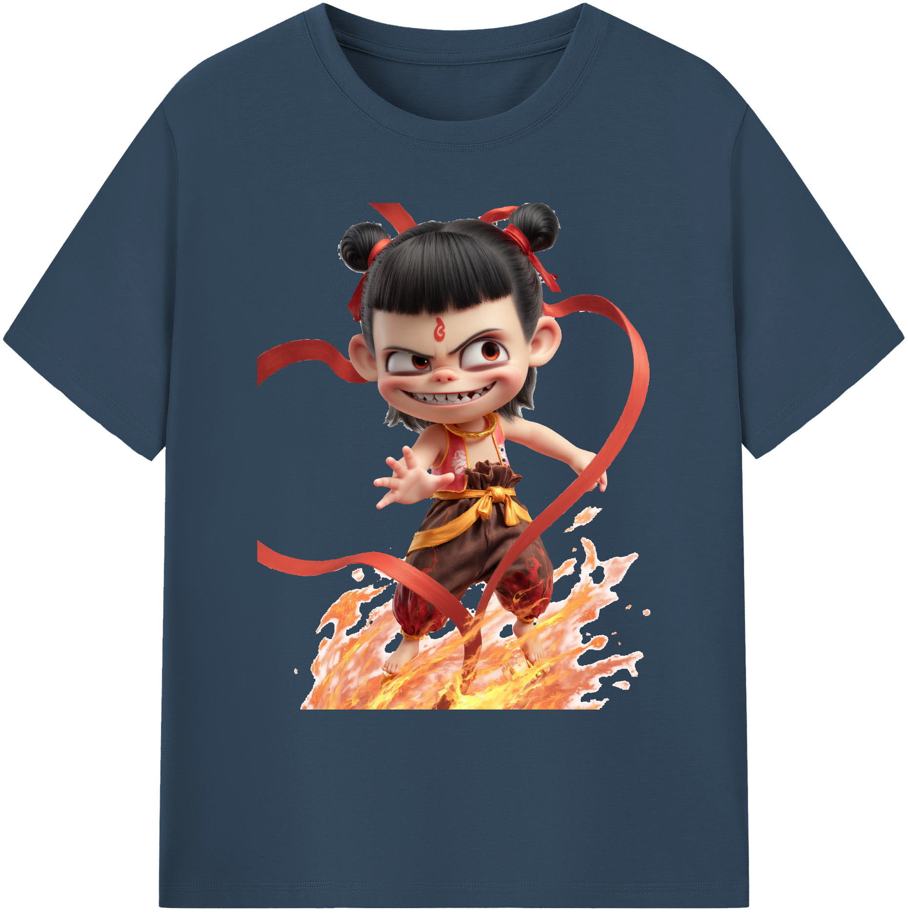 （画像用） Ne Zha 2 ナタ 魔童の大暴れ 綿100％ メンズ半袖Tシャツ｜肌触りやわらか＆通気性